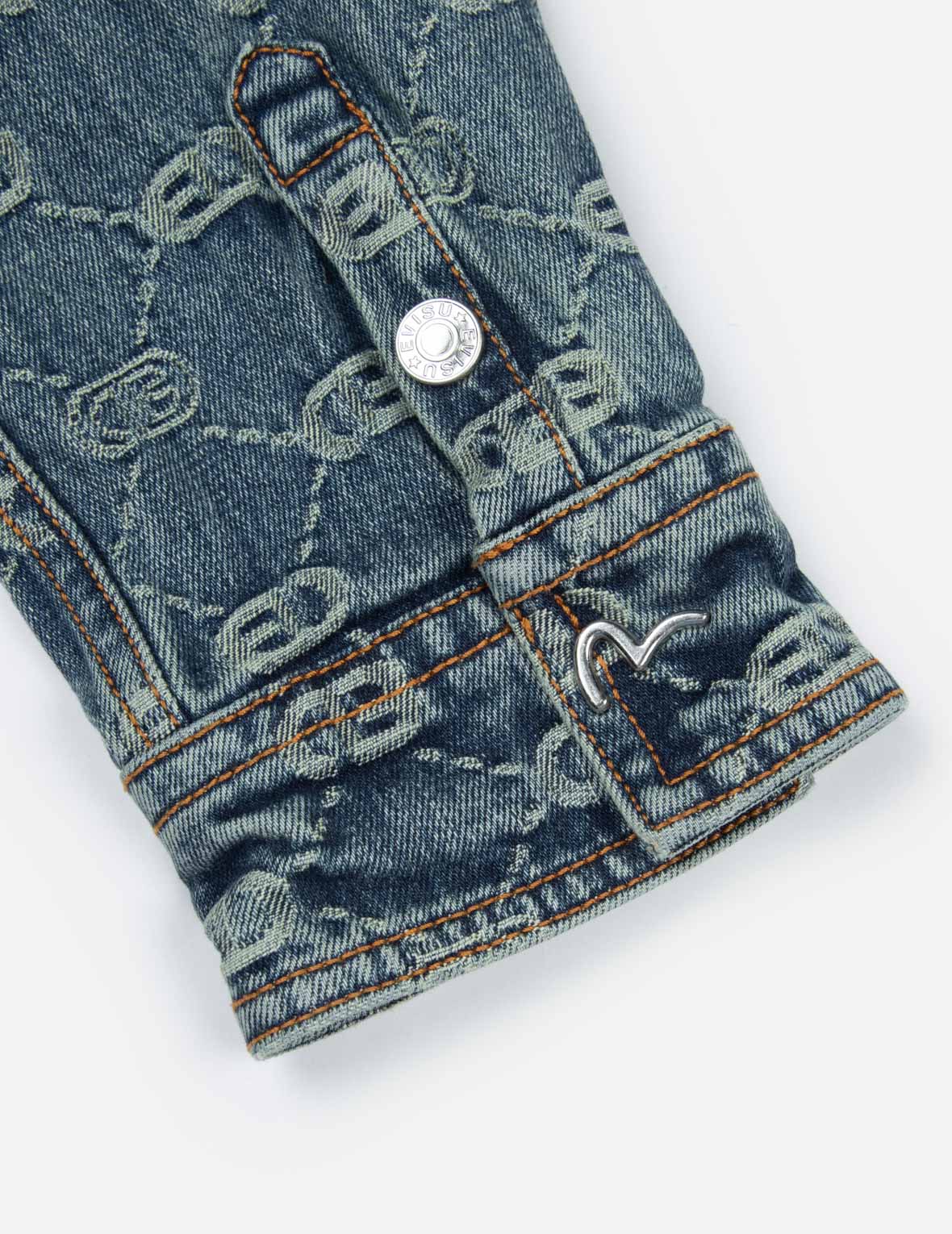 Allover Logo Jacquard and Seagull Embroidery Boyfriend Fit Denim Shirt Jacket - Image 9