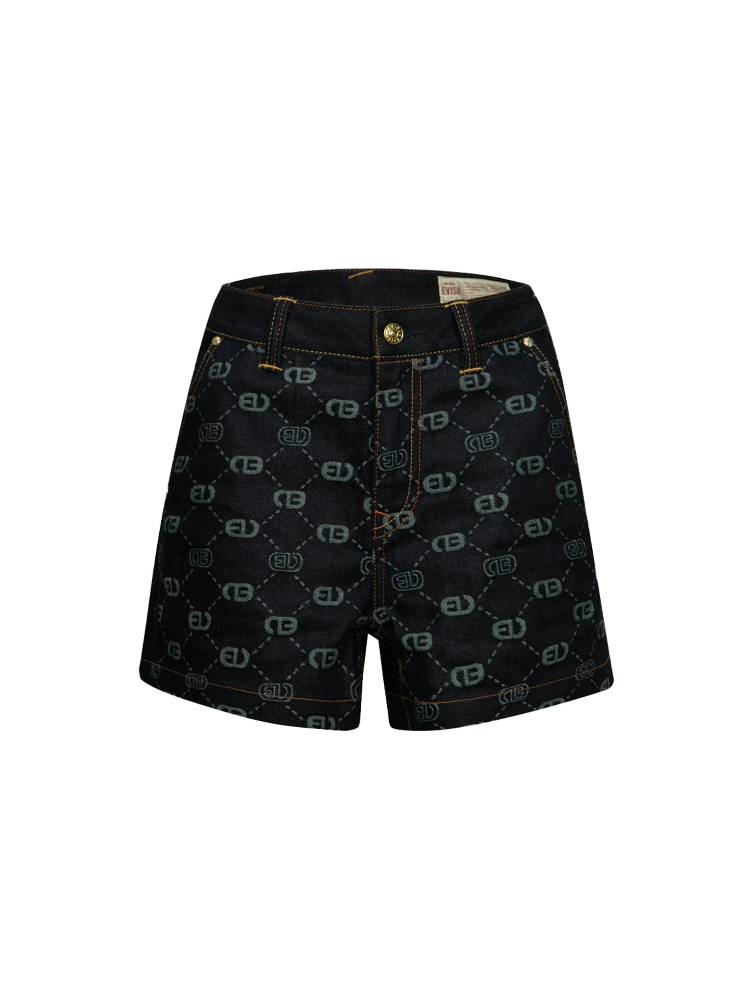 Allover Logo Jacquard and Seagull Embroidery Loose Fit Denim Short - Image 13