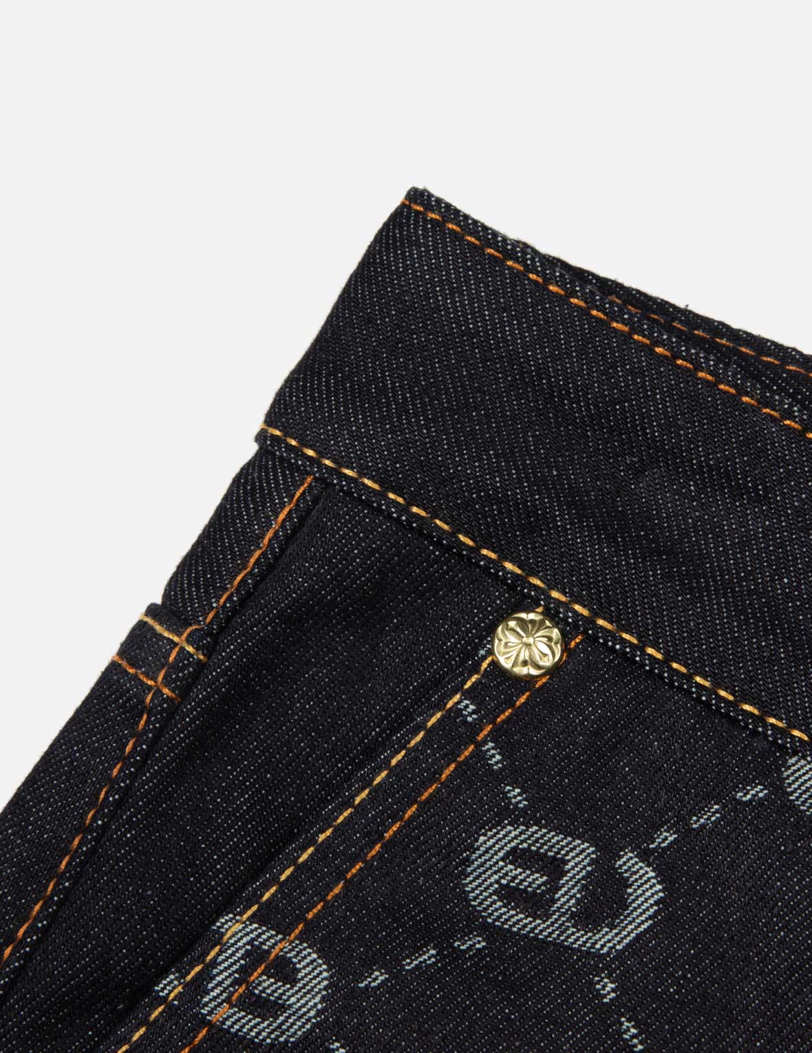 Allover Logo Jacquard and Seagull Embroidery Loose Fit Denim Short - Image 7