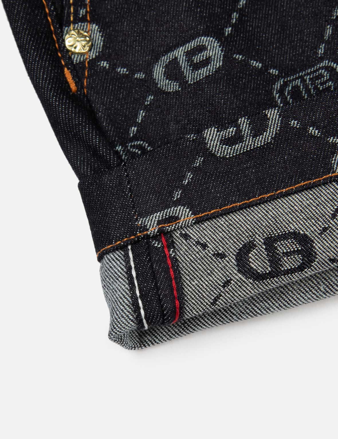 Allover Logo Jacquard and Seagull Embroidery Loose Fit Denim Short - Image 9