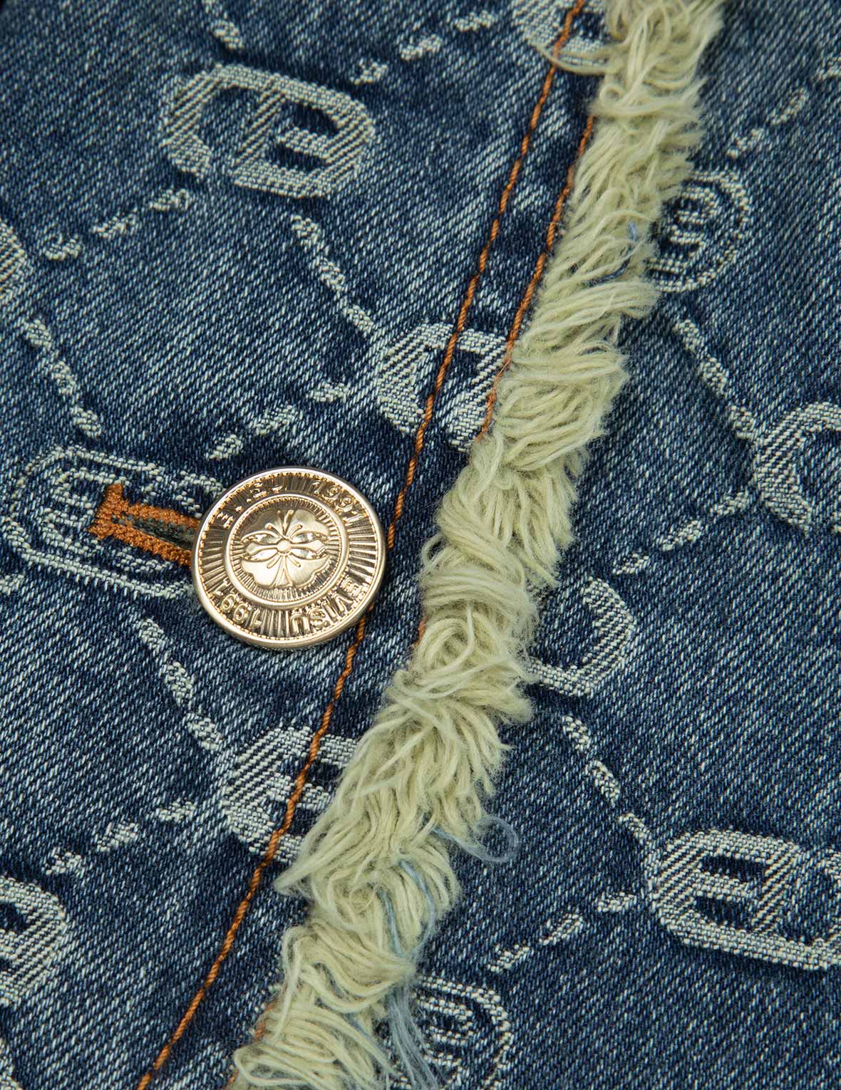 Allover Logo Jacquard Fashion Fit Denim Jacket - Image 11
