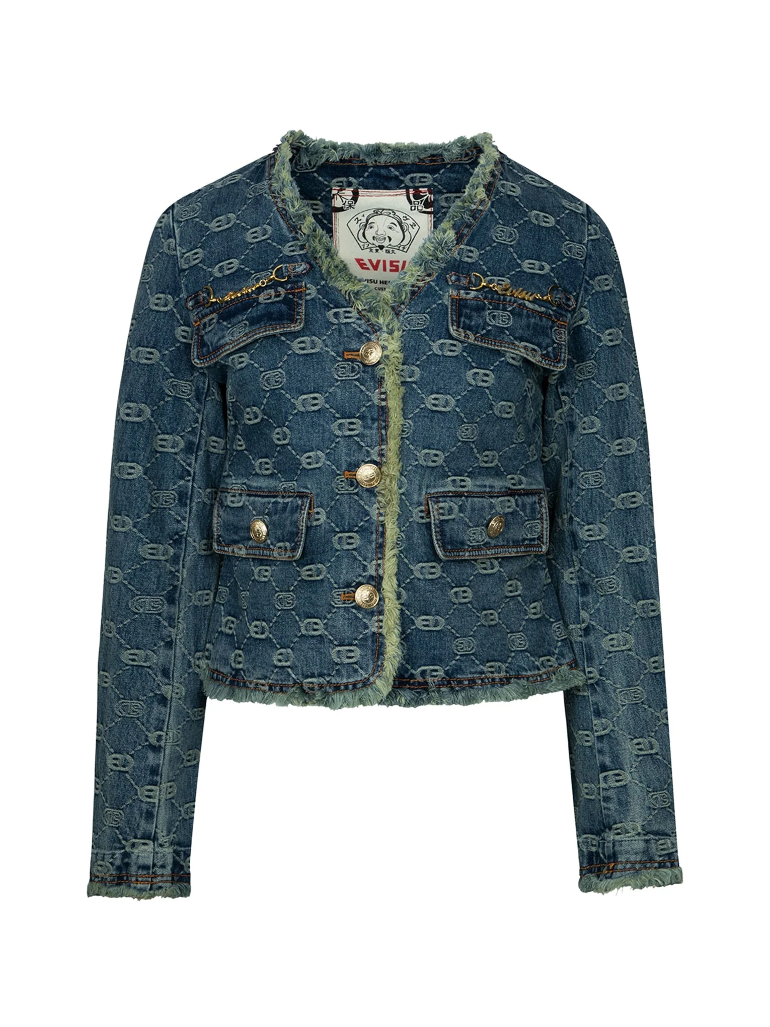 Allover Logo Jacquard Fashion Fit Denim Jacket - Image 12
