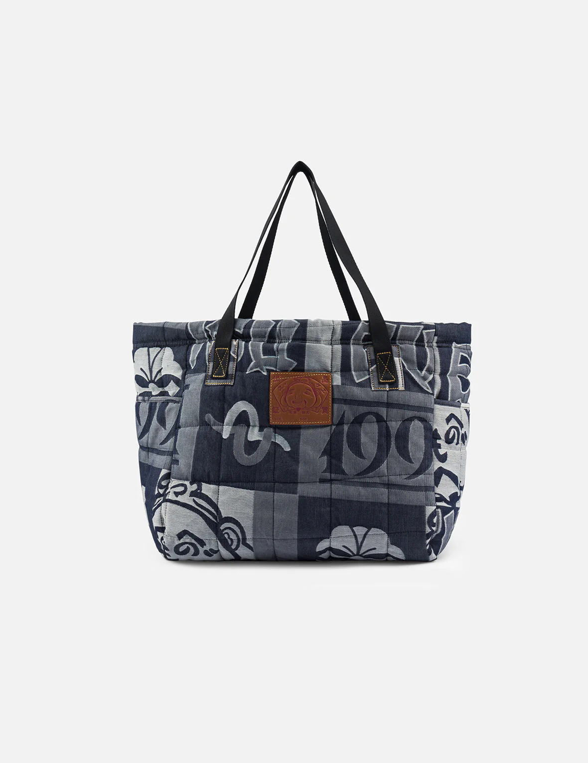 Allover Logo Jacquard Print Denim Tote Bag - Image 3
