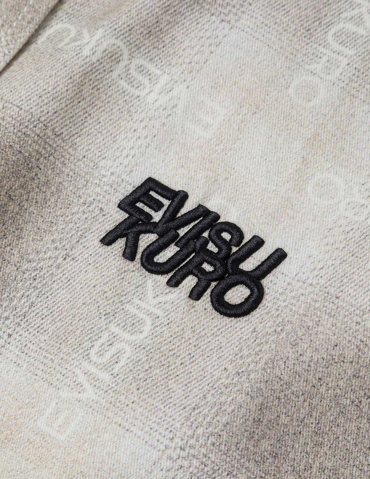 Allover Logo Print Distressed Oversized Check Shirt - Image 8