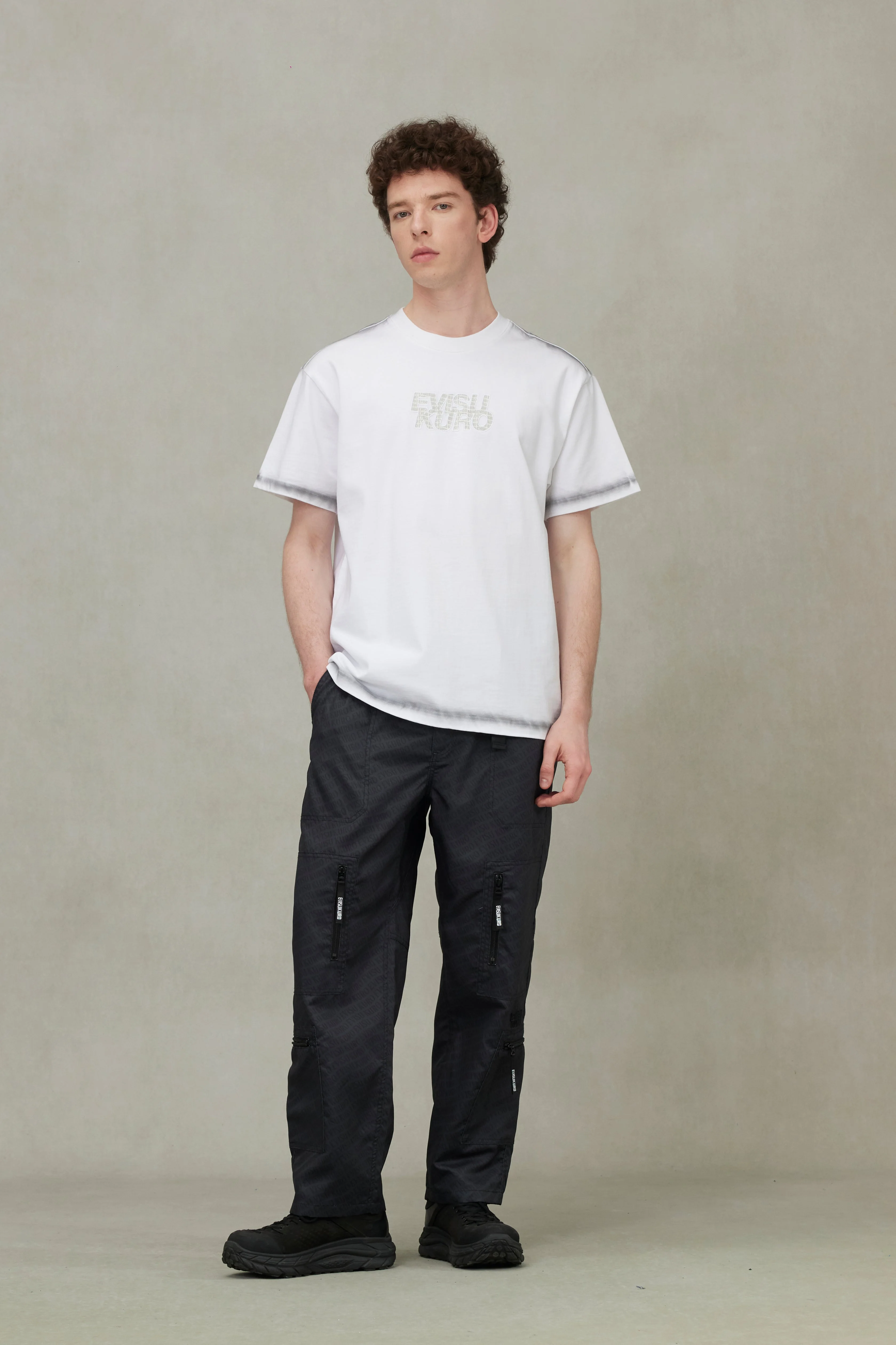 Allover Logo Print Loose Fit Cargo Pants - Image 3
