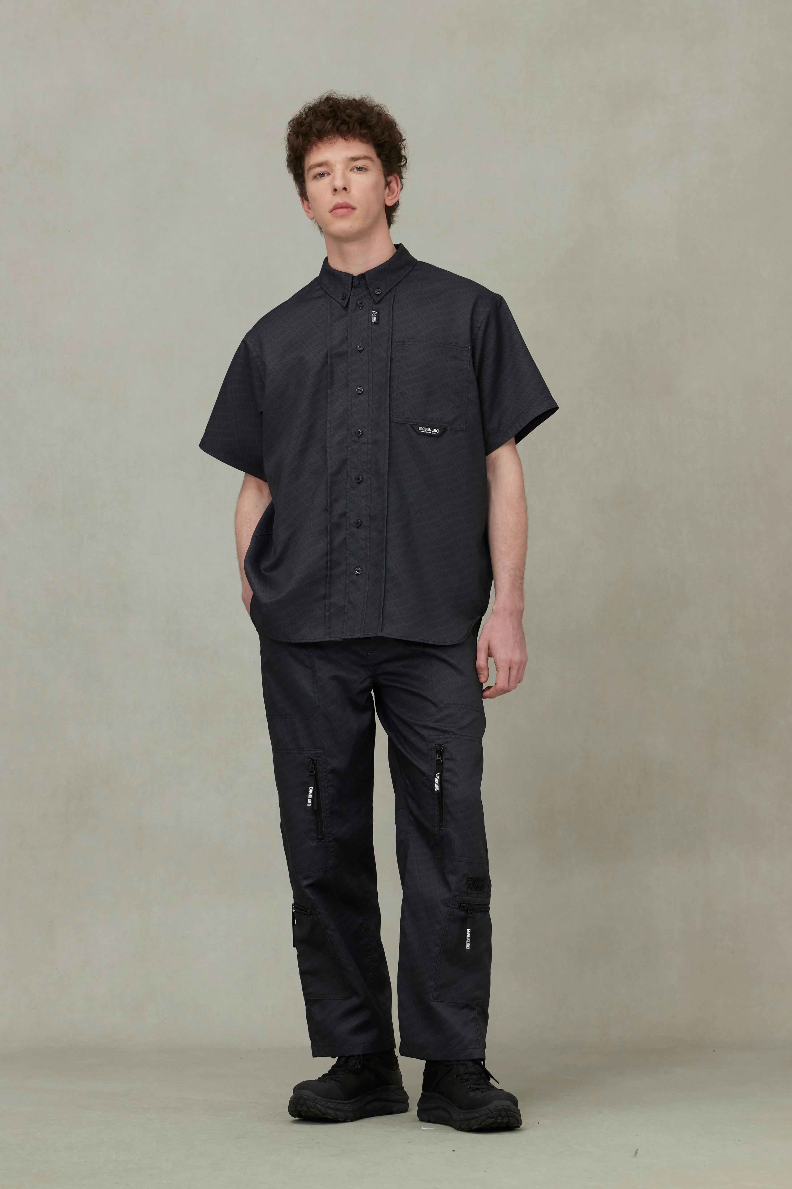 Allover Logo Print Loose Fit Short Sleeves Shirt - Image 3
