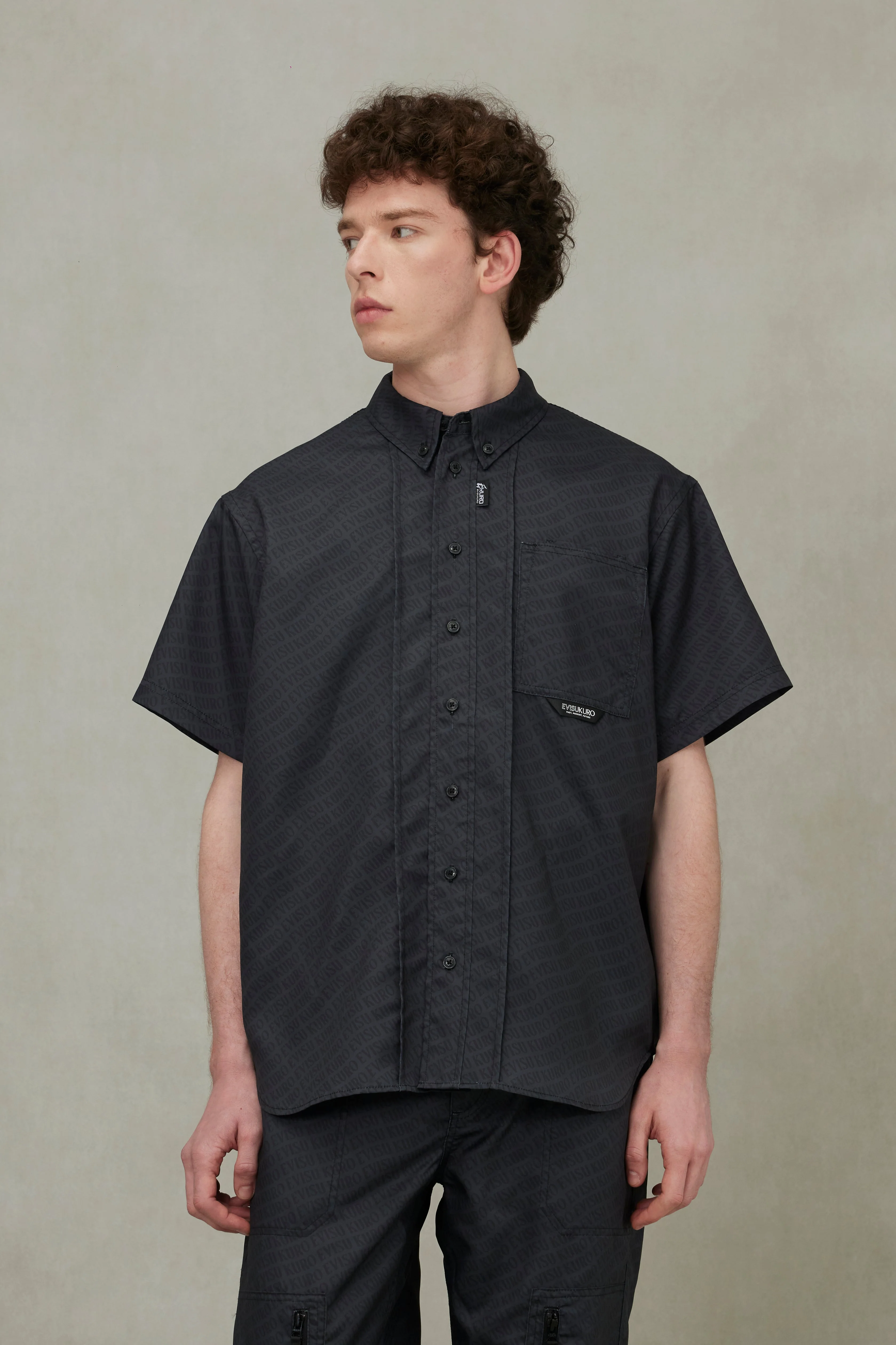 Allover Logo Print Loose Fit Short Sleeves Shirt - Image 5
