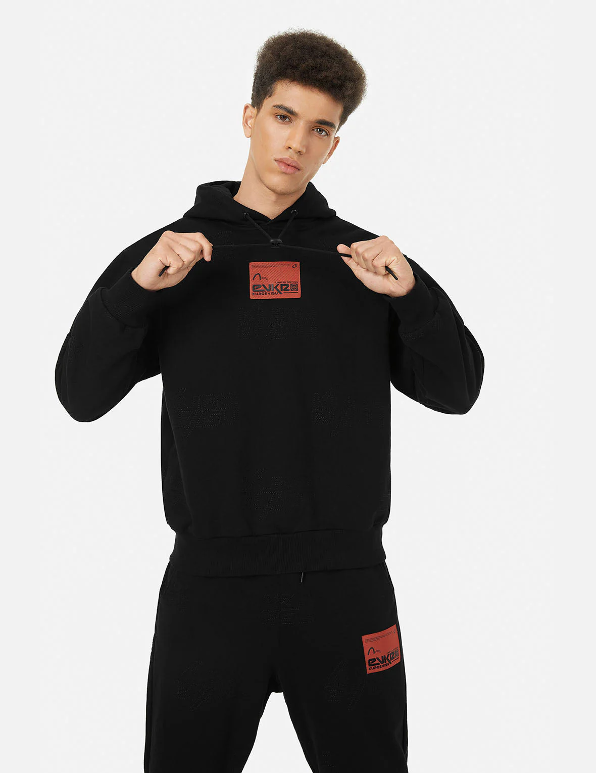 Allover Logo Regular Fit Quilting Hoodie - Image 5