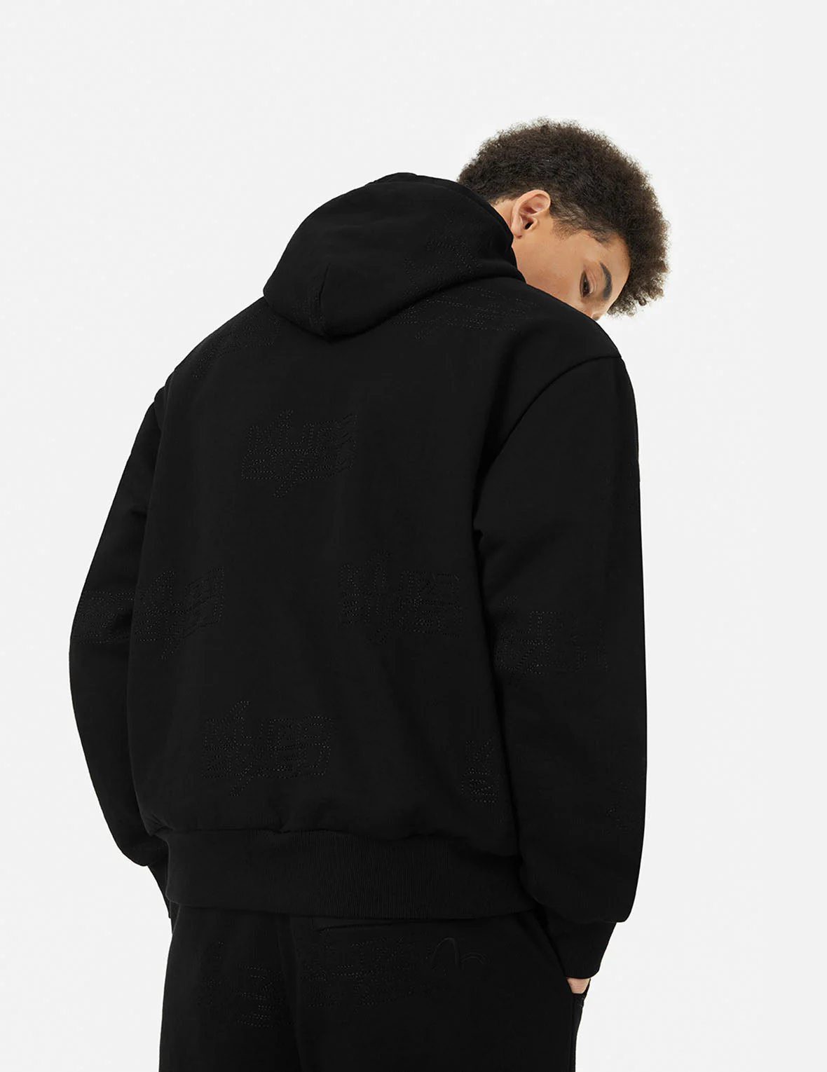 Allover Logo Regular Fit Quilting Hoodie - Image 6