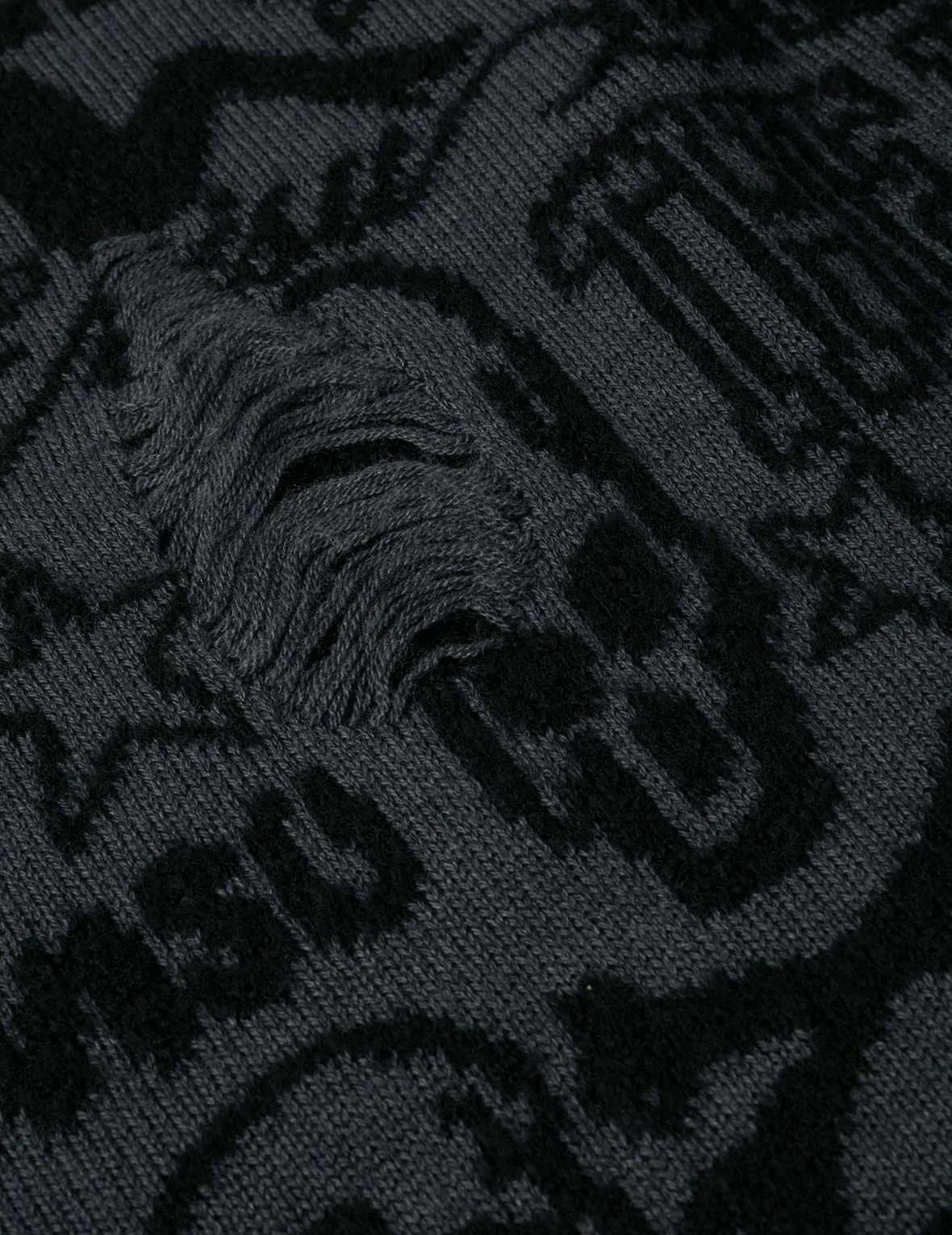 Allover Logos Jacquard Oversized Distressed Knit Sweater - Image 7
