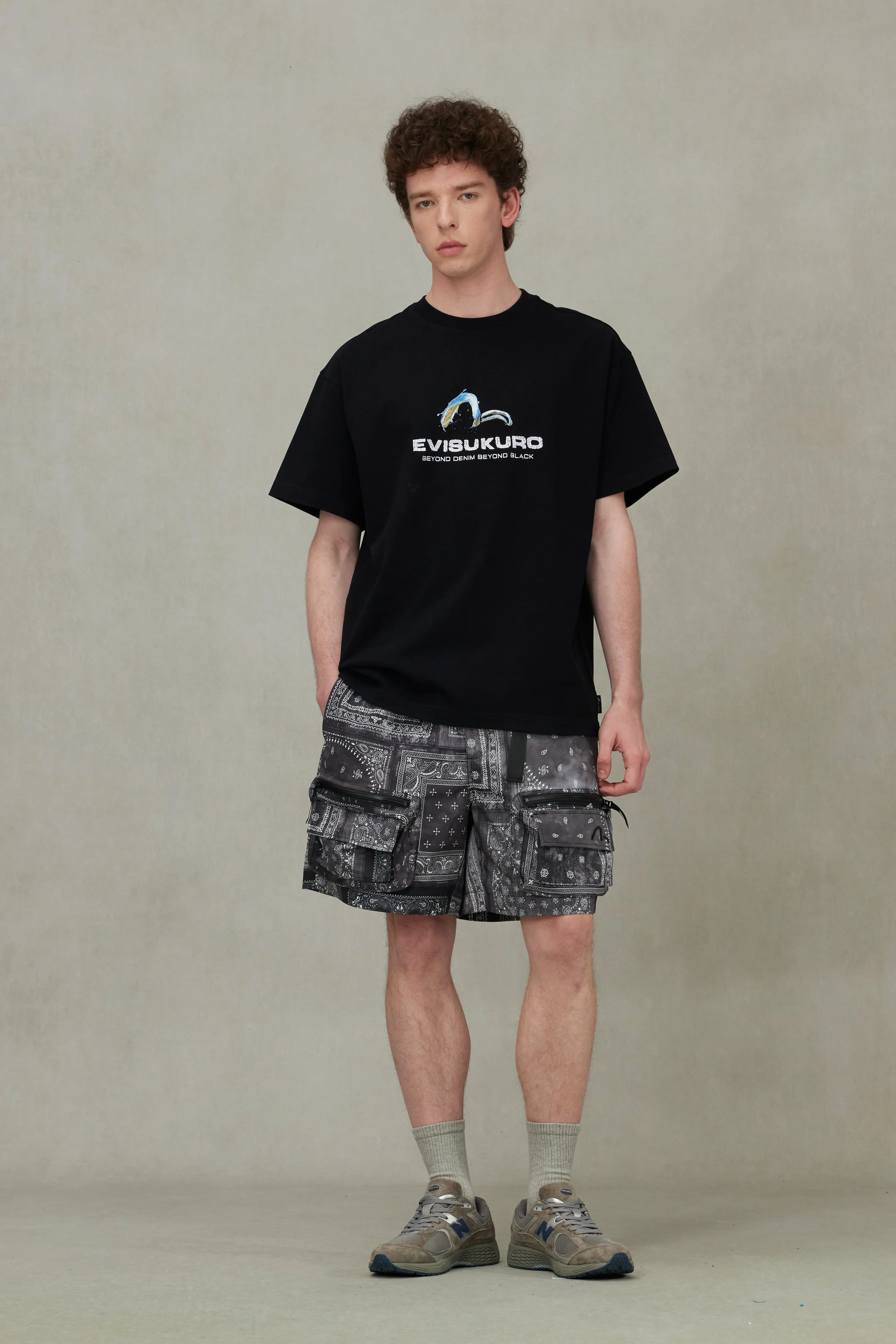 Allover Paisley Print Relax Fit Cargo Shorts - Image 3