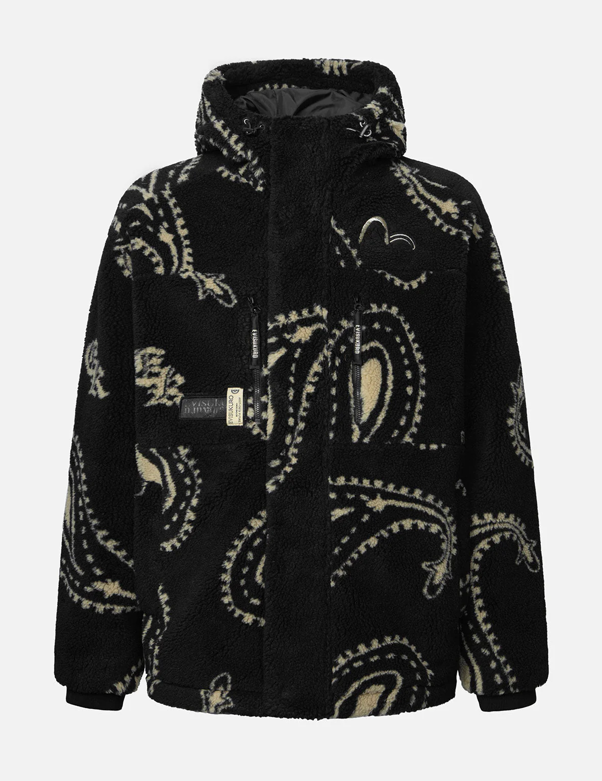 Allover Paisley Print Relax Fit Fleece Padded Hooded Jacket - Image 5