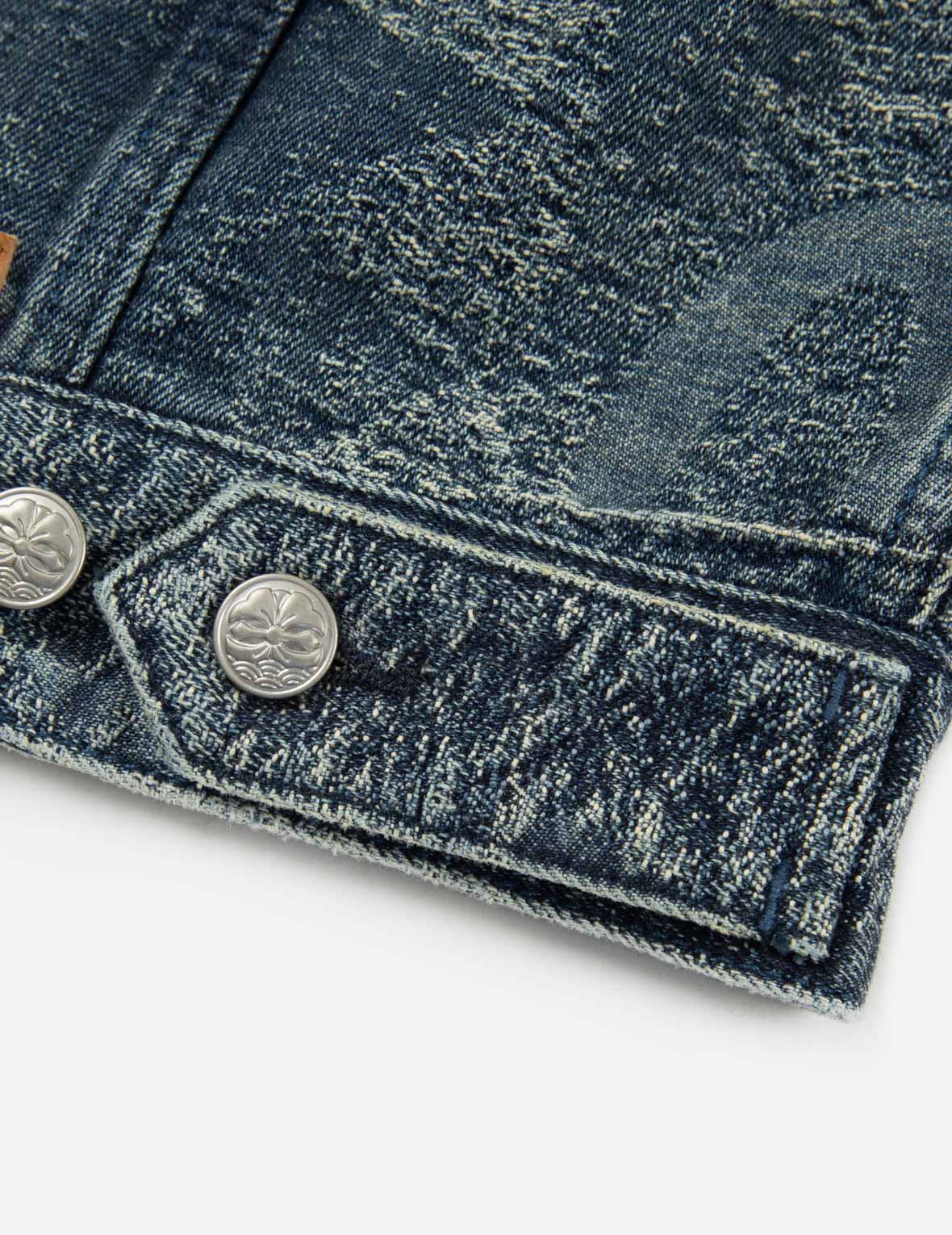 Allover Pocket Print and Seagull Embroidery Loose Fit Denim Jacket - Image 11