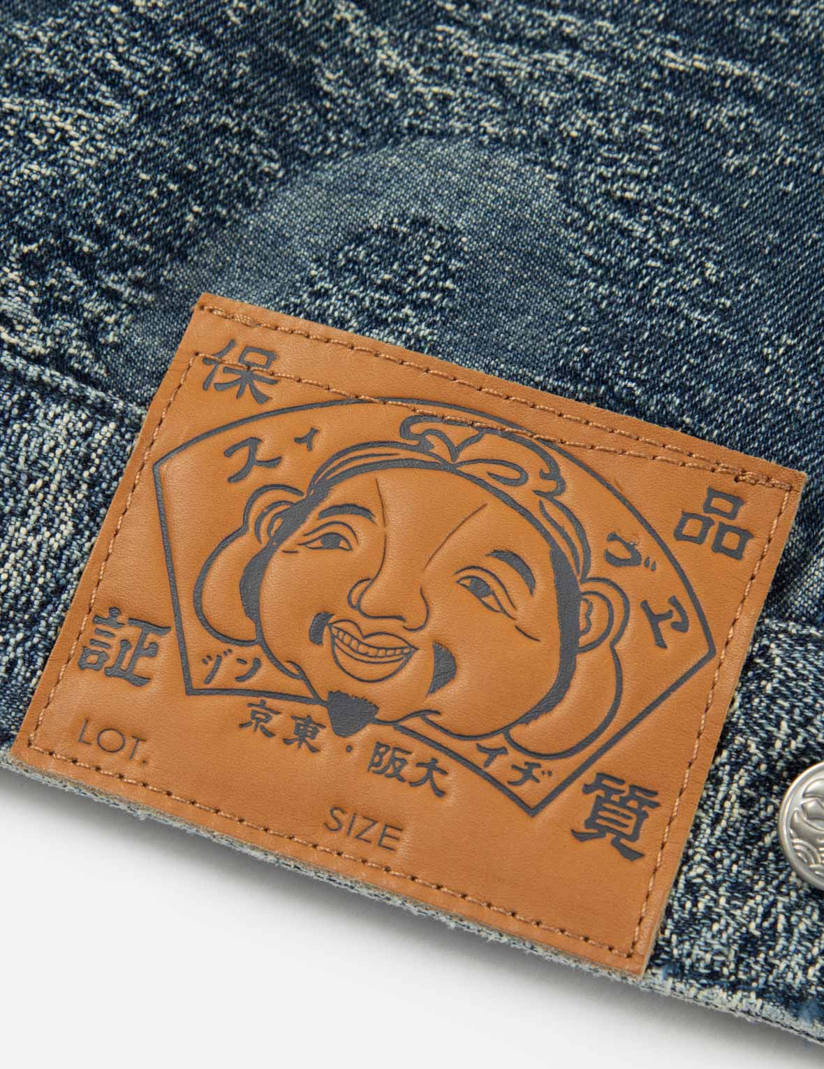 Allover Pocket Print and Seagull Embroidery Loose Fit Denim Jacket - Image 12