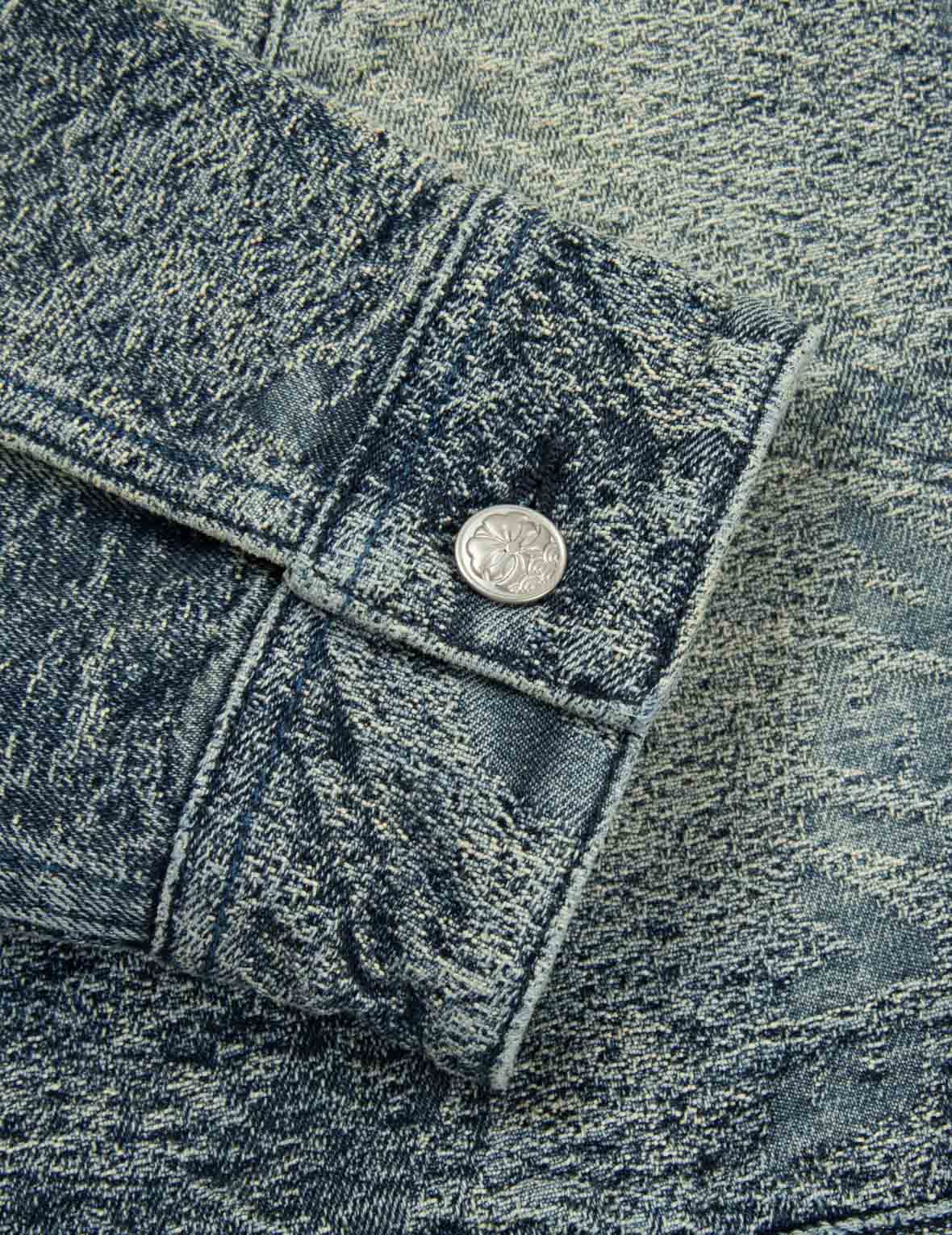 Allover Pocket Print and Seagull Embroidery Loose Fit Denim Jacket - Image 13