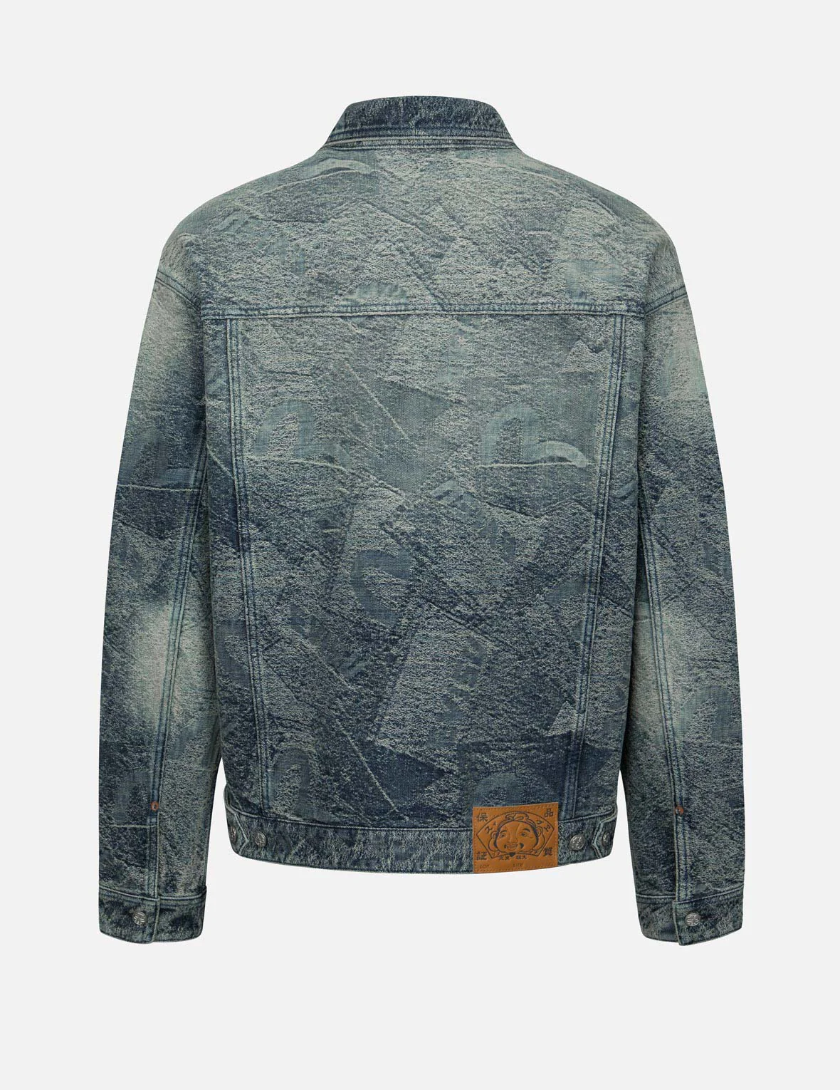 Allover Pocket Print and Seagull Embroidery Loose Fit Denim Jacket - Image 2