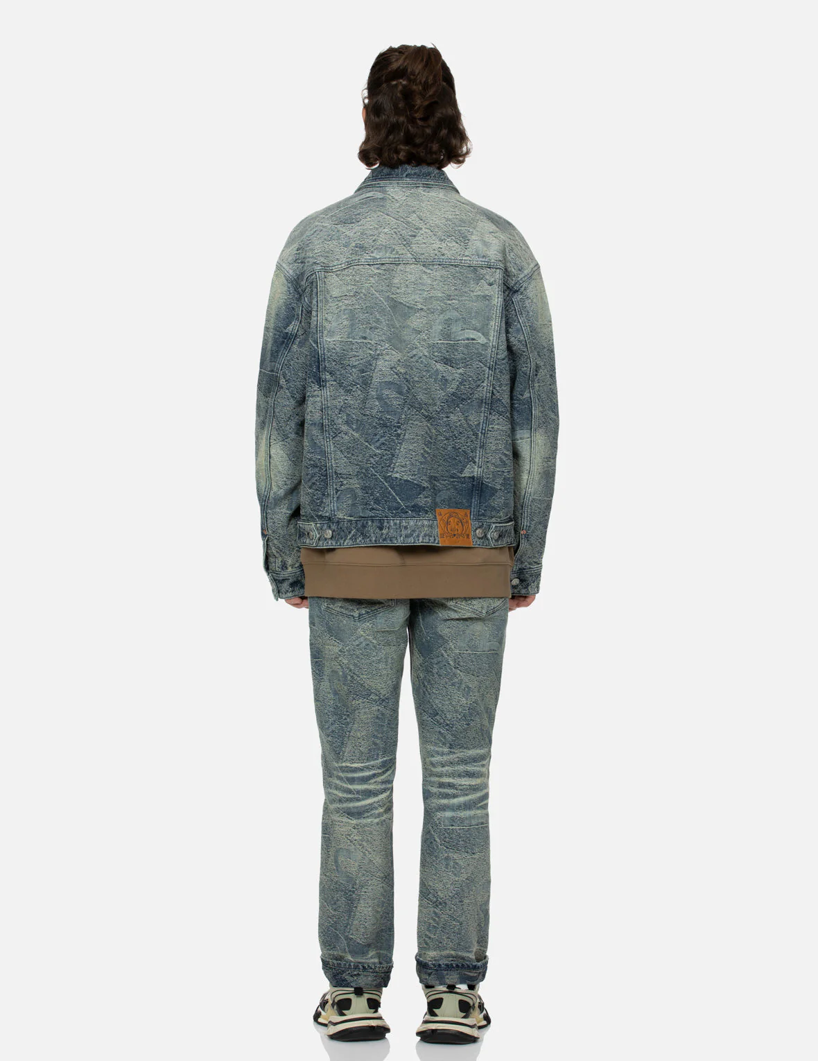 Allover Pocket Print and Seagull Embroidery Loose Fit Denim Jacket - Image 6