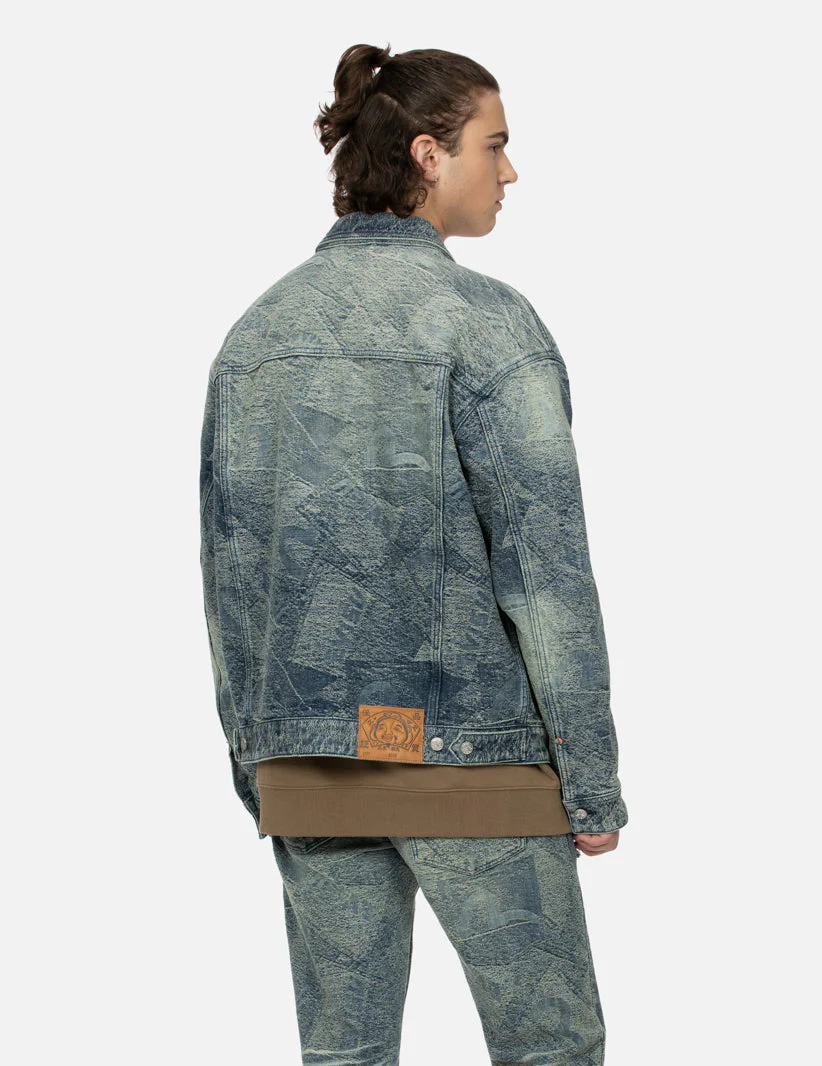 Allover Pocket Print and Seagull Embroidery Loose Fit Denim Jacket - Image 8