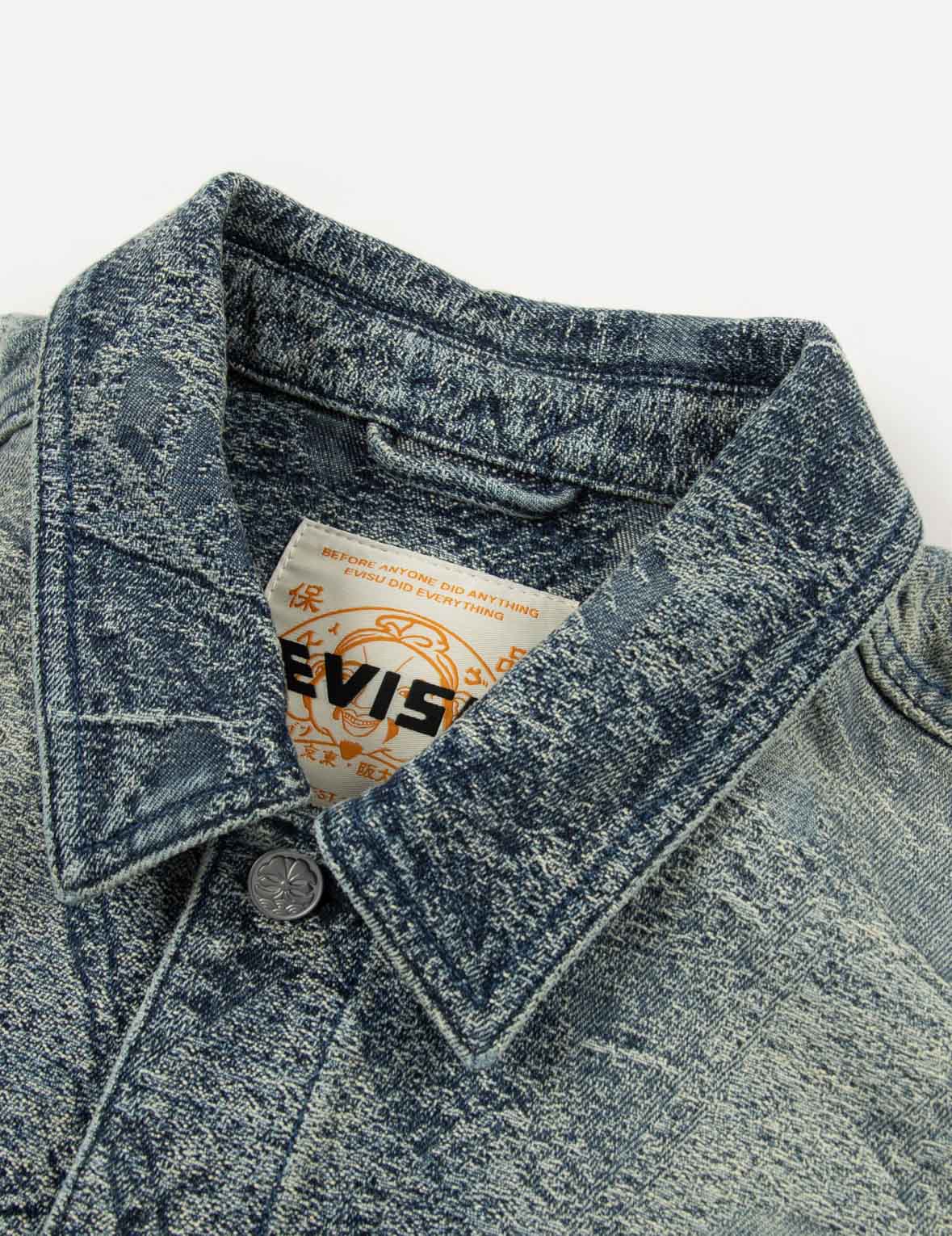 Allover Pocket Print and Seagull Embroidery Loose Fit Denim Jacket - Image 9