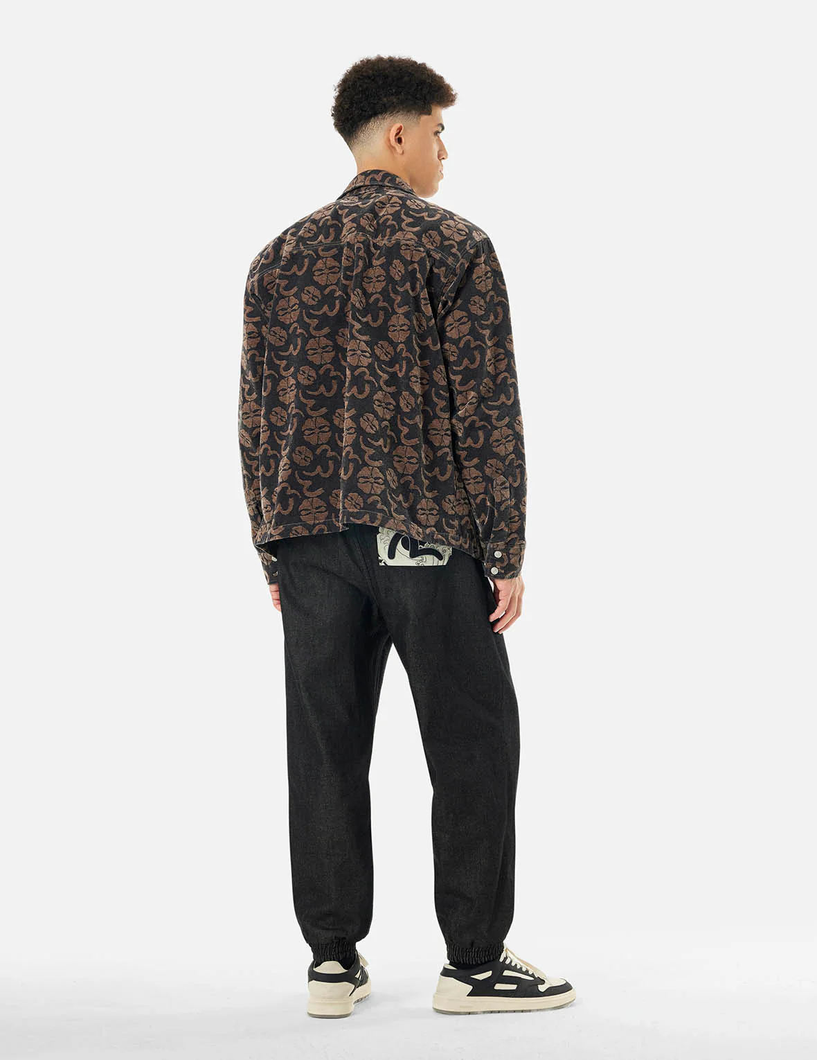 Allover Seagull and Kamon Jacquard Loose Fit Shirt Jacket - Image 6