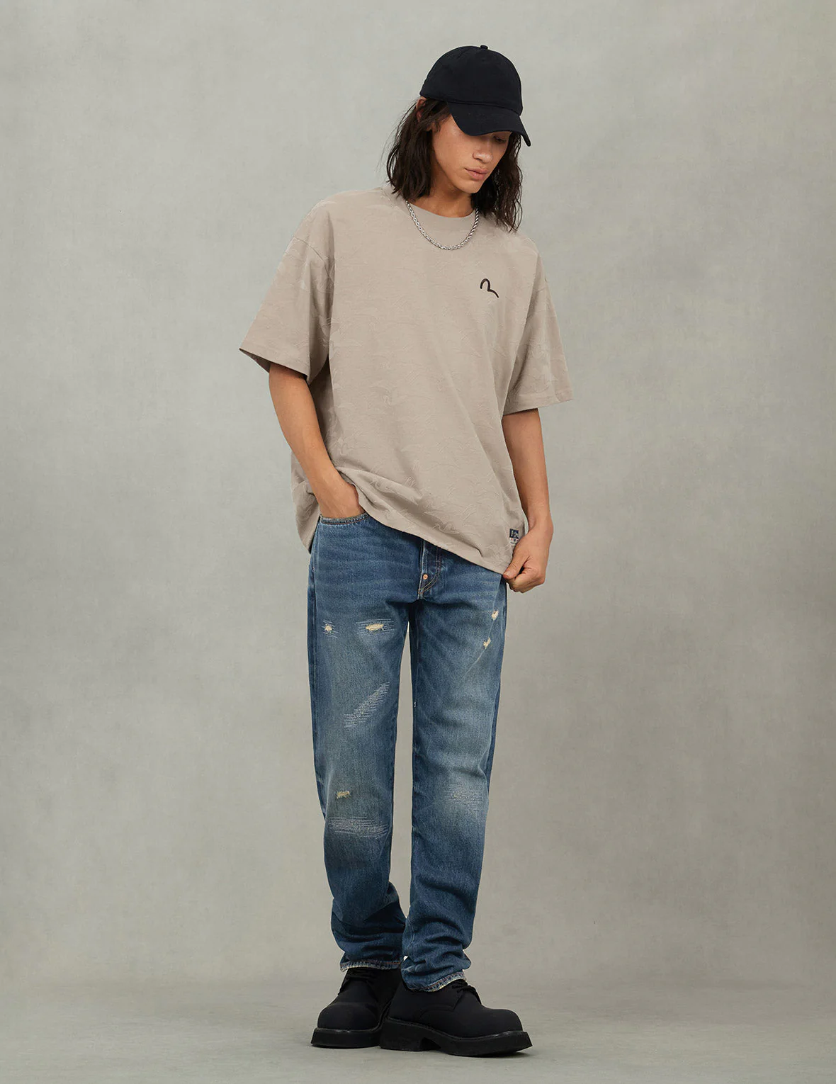 Allover Seagull Crane Flocking Print Relax Fit T-shirt - Image 10