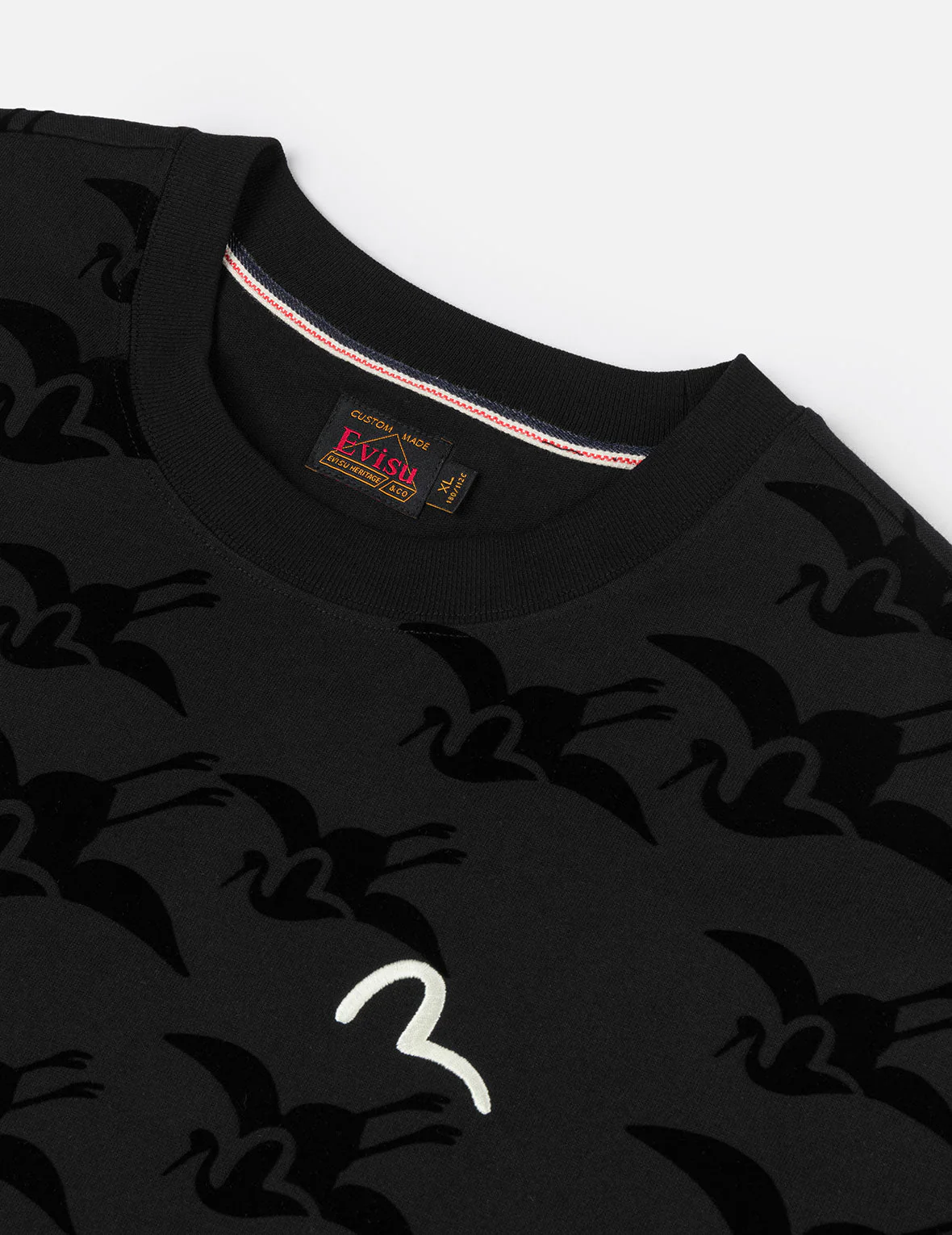 Allover Seagull Crane Flocking Print Relax Fit T-shirt - Image 15