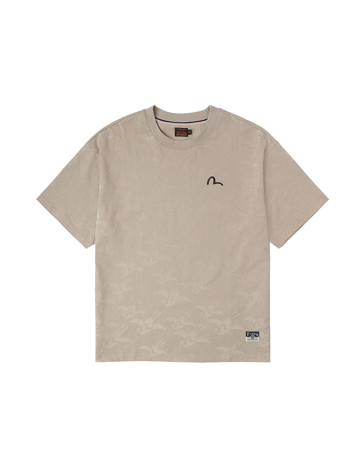 Allover Seagull Crane Flocking Print Relax Fit T-shirt - Image 2