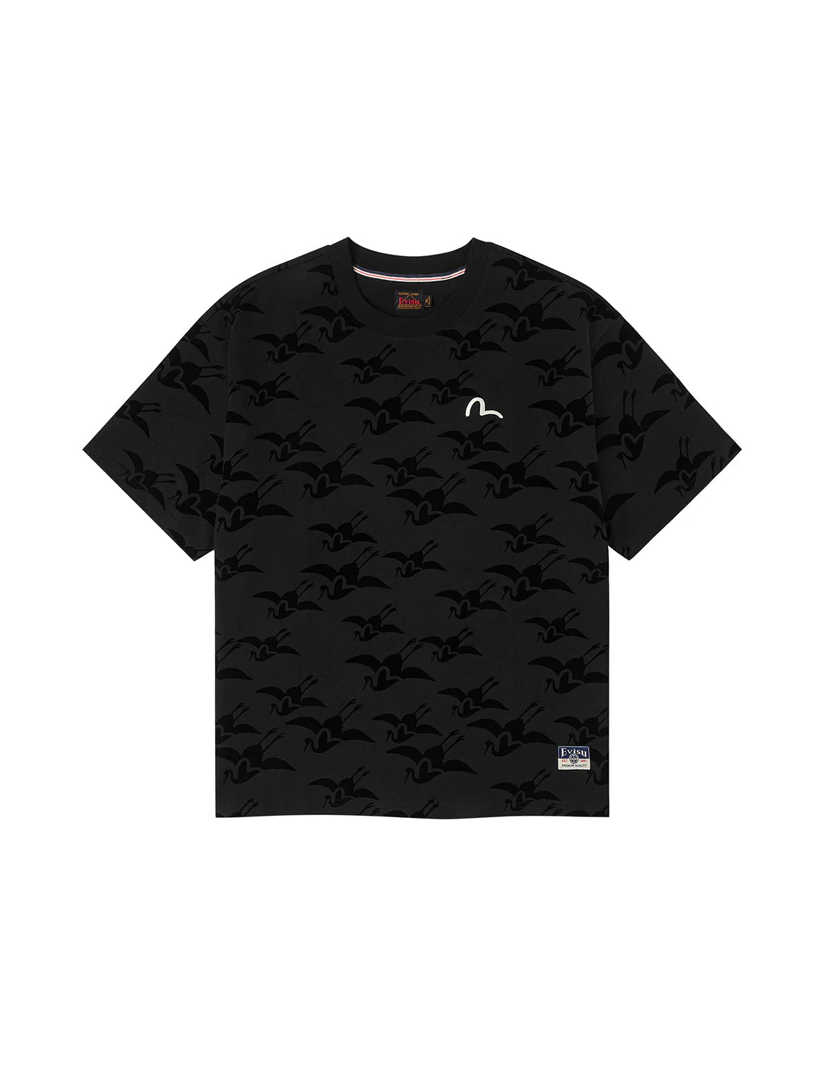 Allover Seagull Crane Flocking Print Relax Fit T-shirt - Image 22