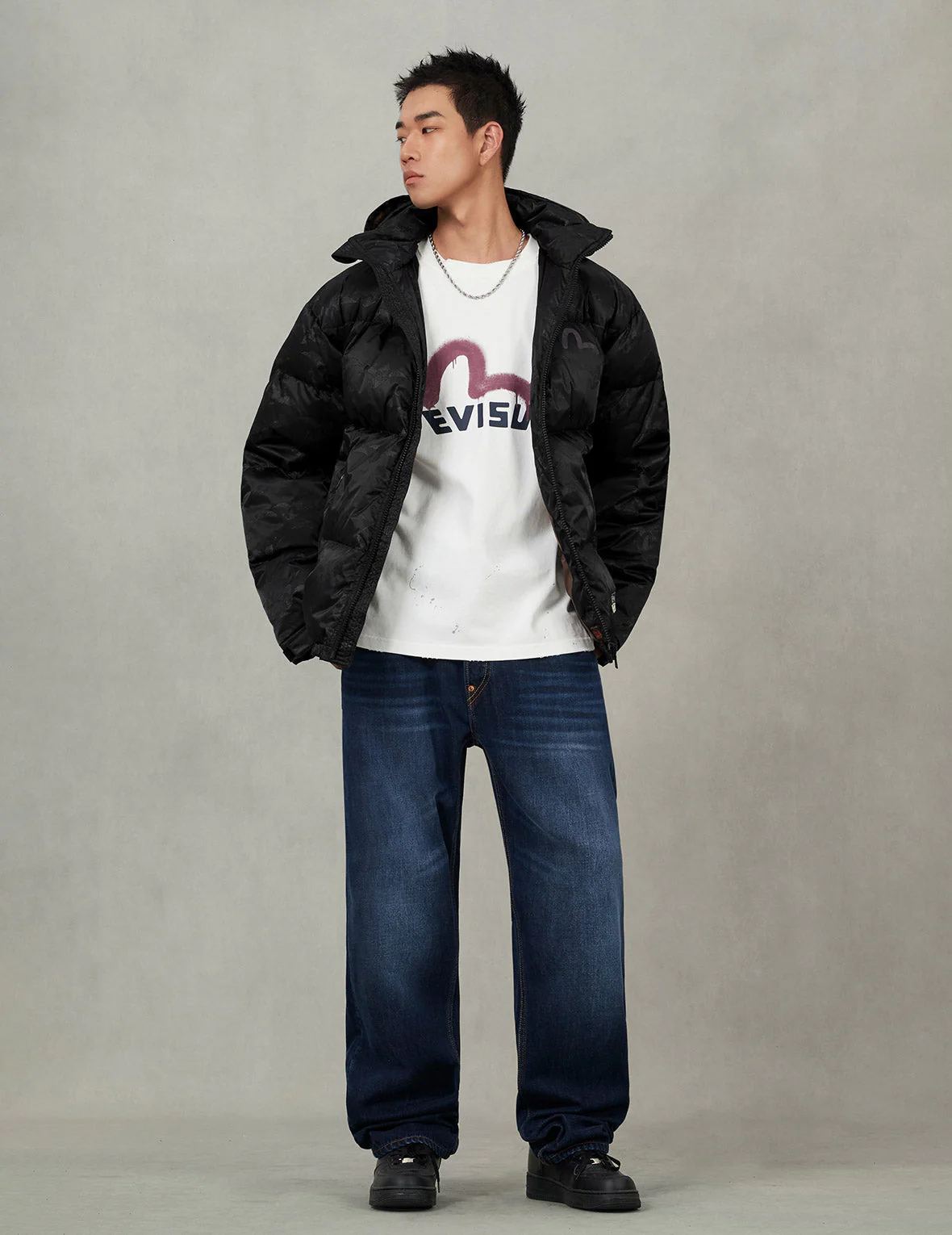 Allover Seagull Crane Jacquard Regular Fit Down Jacket - Image 9