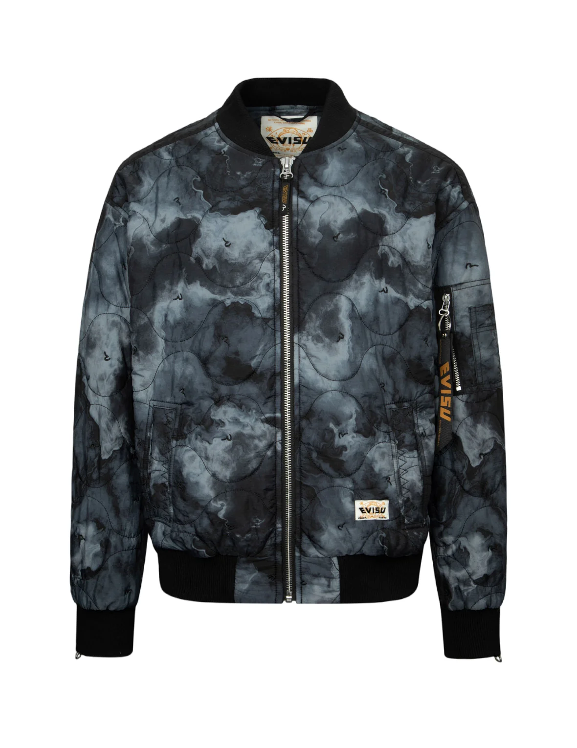 Allover Seagull Embroidery Tie-Dye Loose Fit Padded Bomber Jacket - Image 10