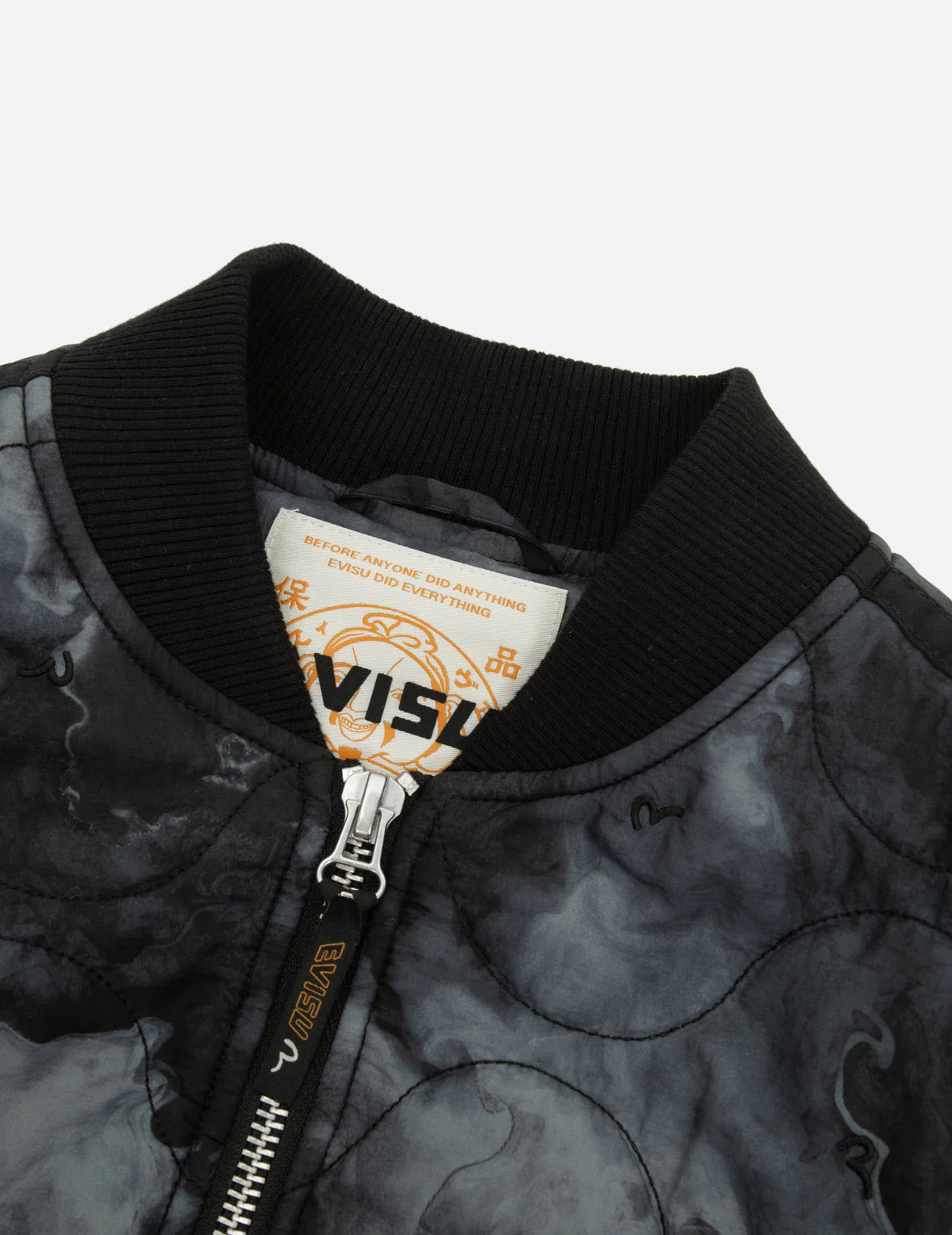 Allover Seagull Embroidery Tie-Dye Loose Fit Padded Bomber Jacket - Image 3