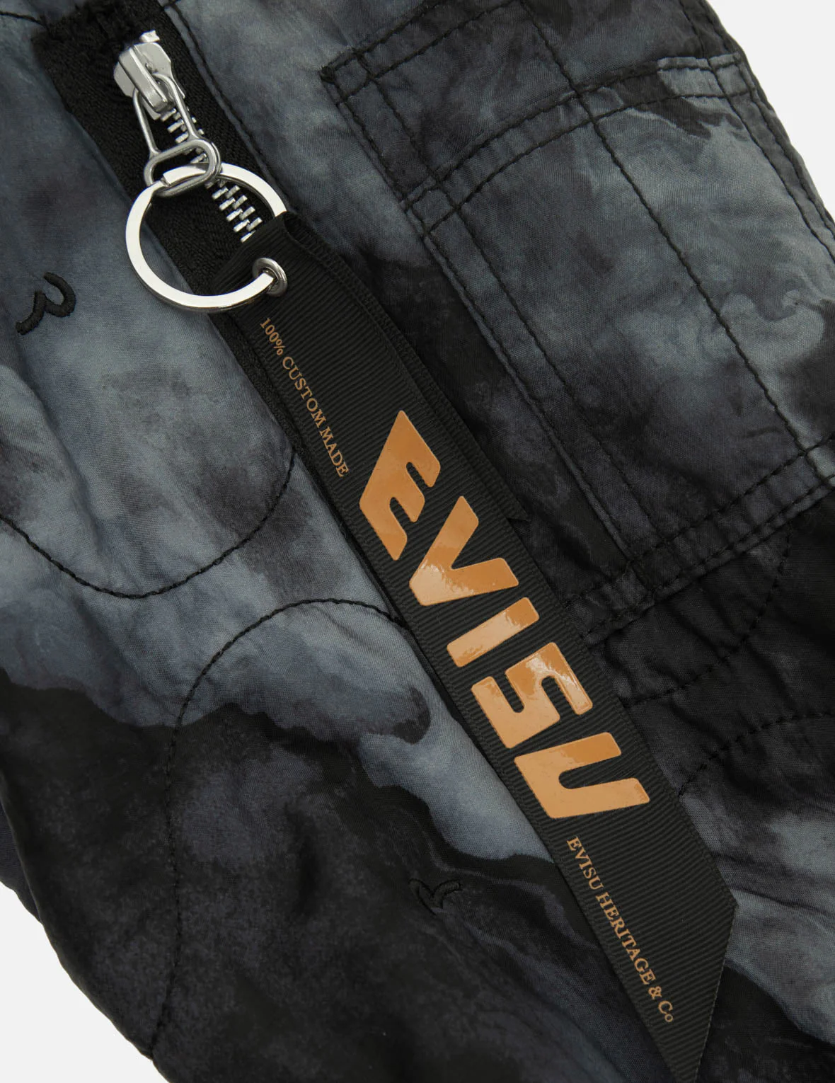 Allover Seagull Embroidery Tie-Dye Loose Fit Padded Bomber Jacket - Image 4