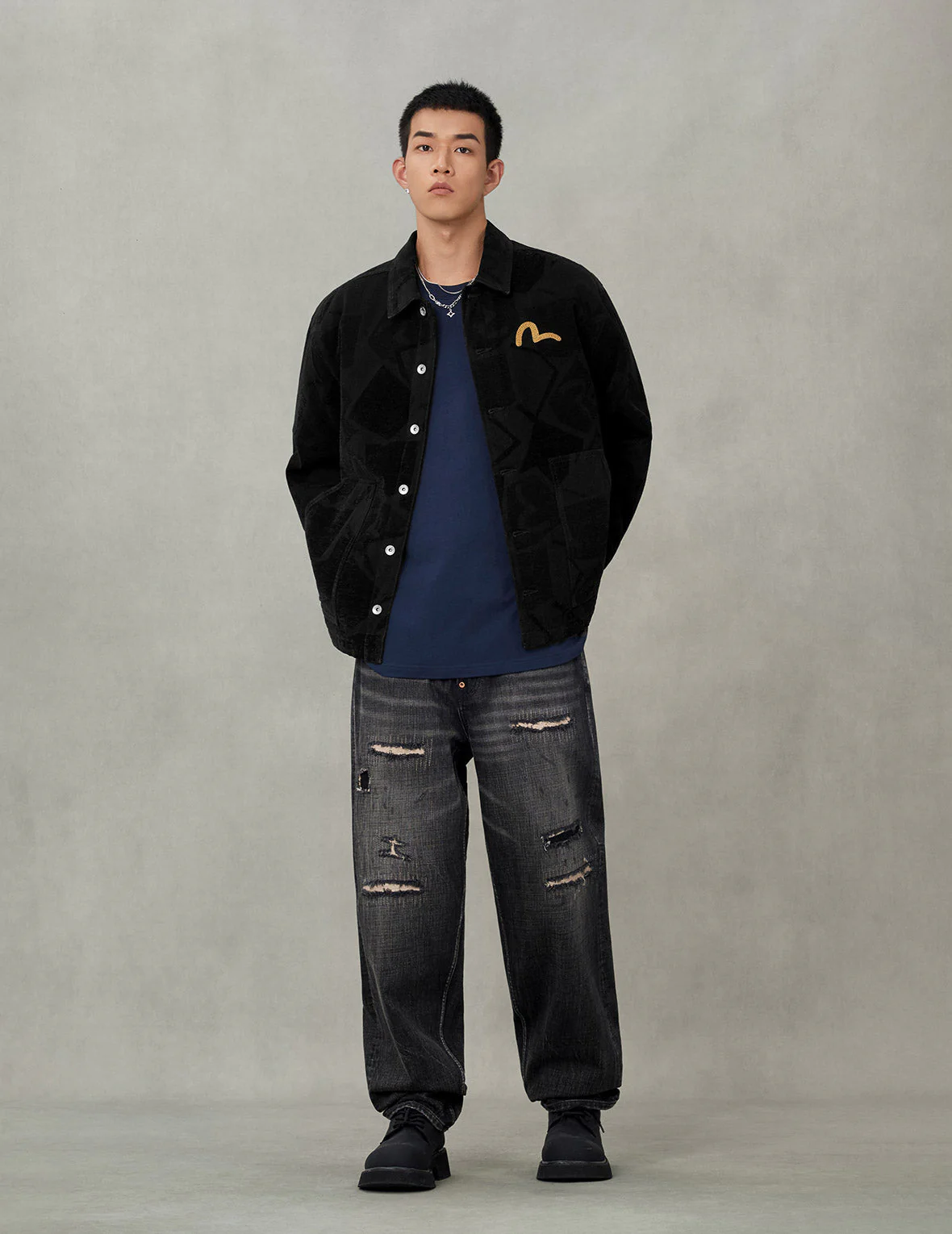 Allover Seagull Jacquard  Regular Fit Chore Jacket - Image 5