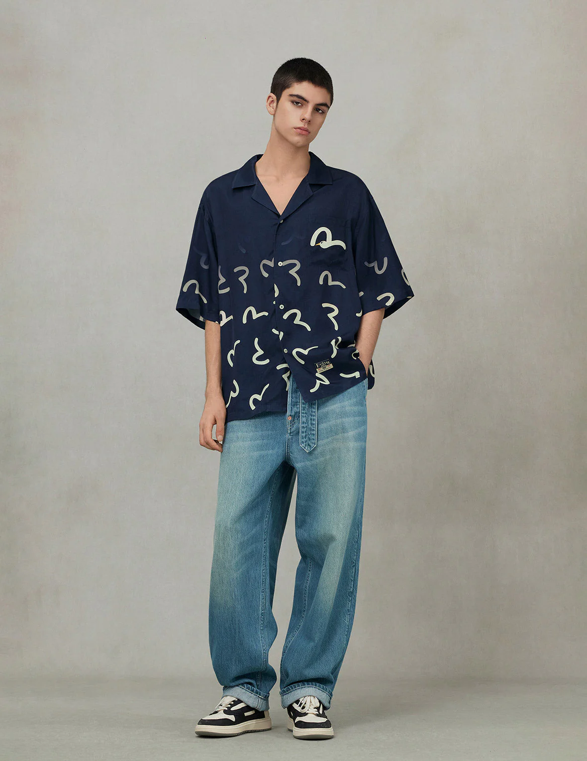 Allover Seagull Print Boxy Short-Sleeve Shirt - Image 3