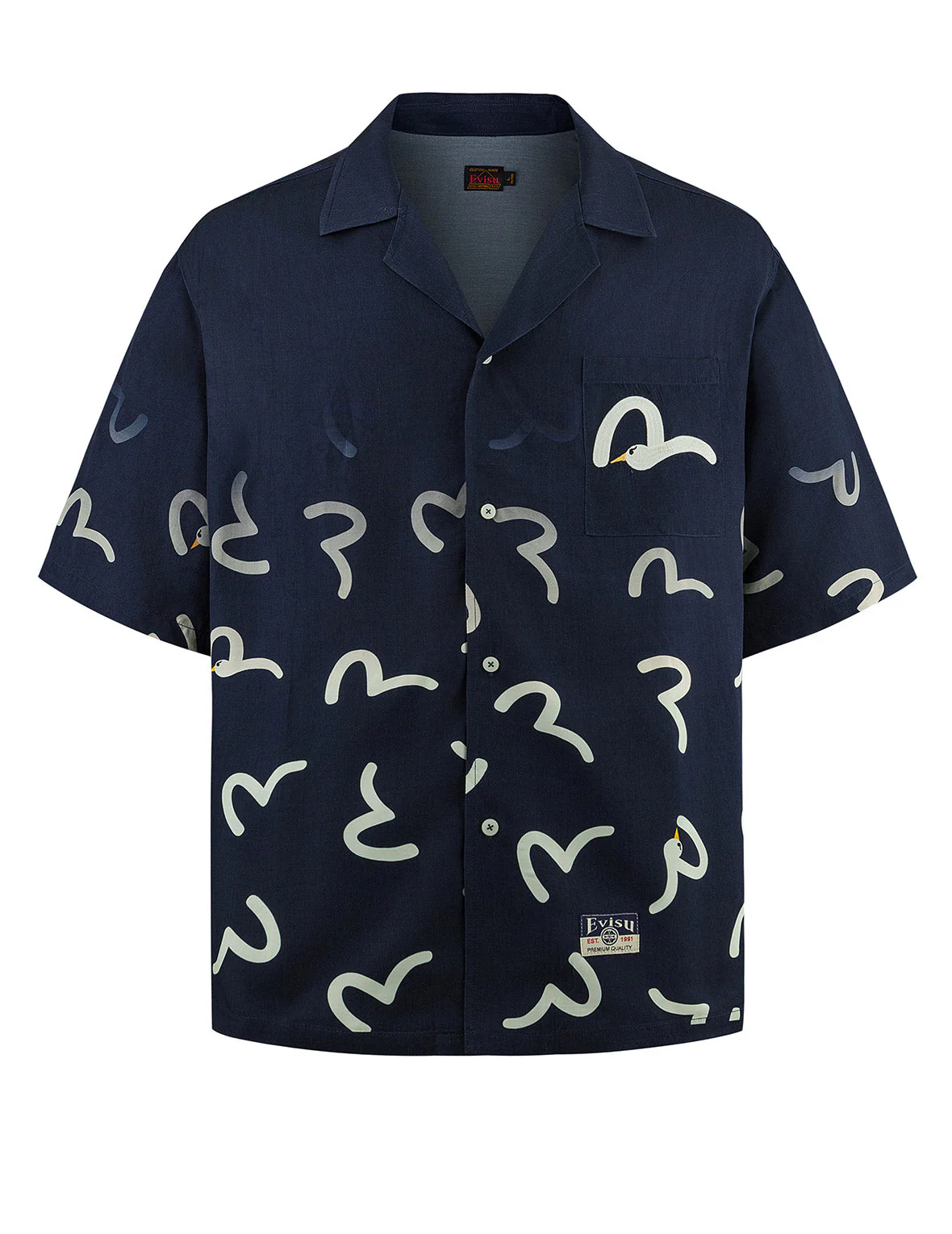 Allover Seagull Print Boxy Short-Sleeve Shirt - Image 9