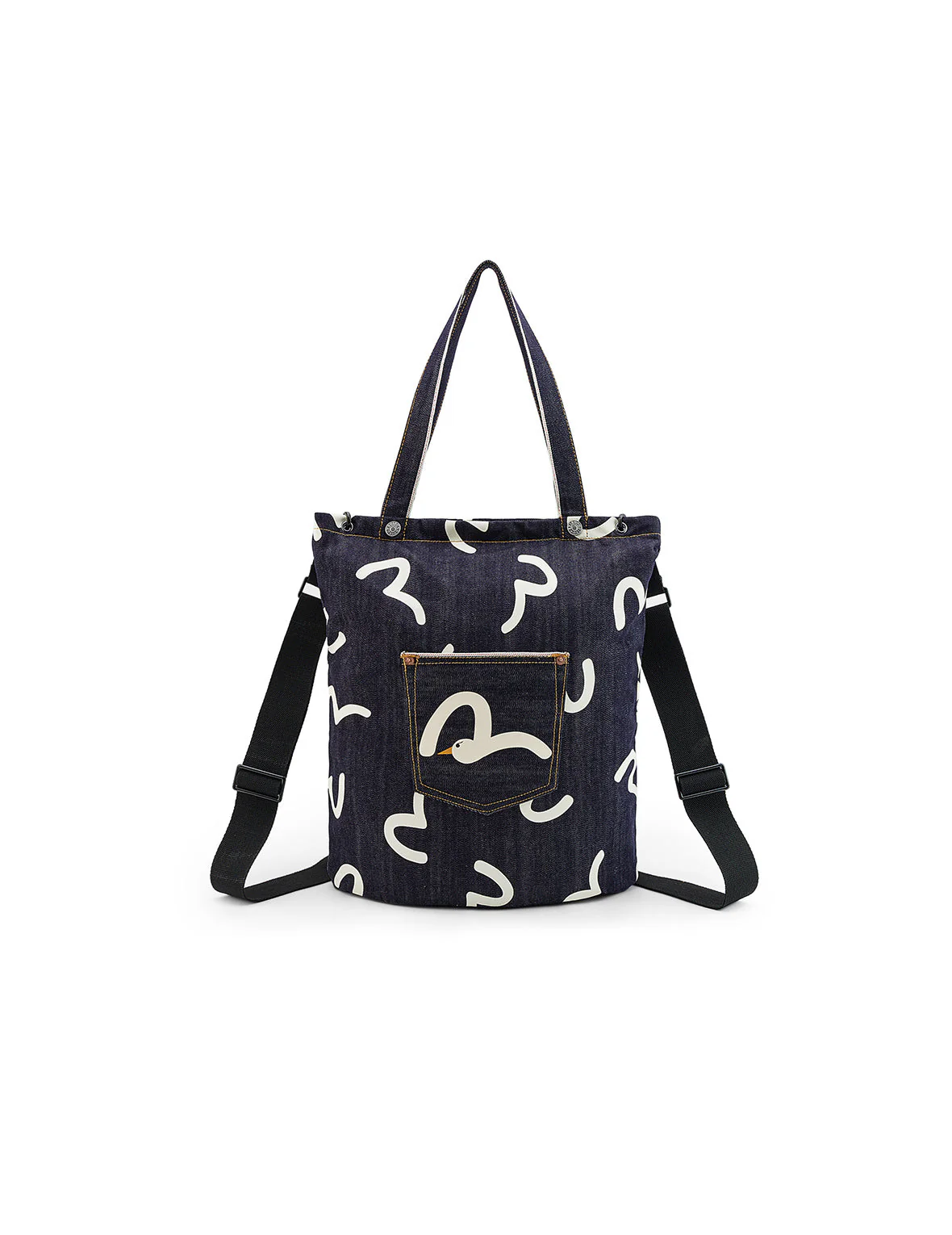 Allover Seagull Print Denim Bag - Image 14