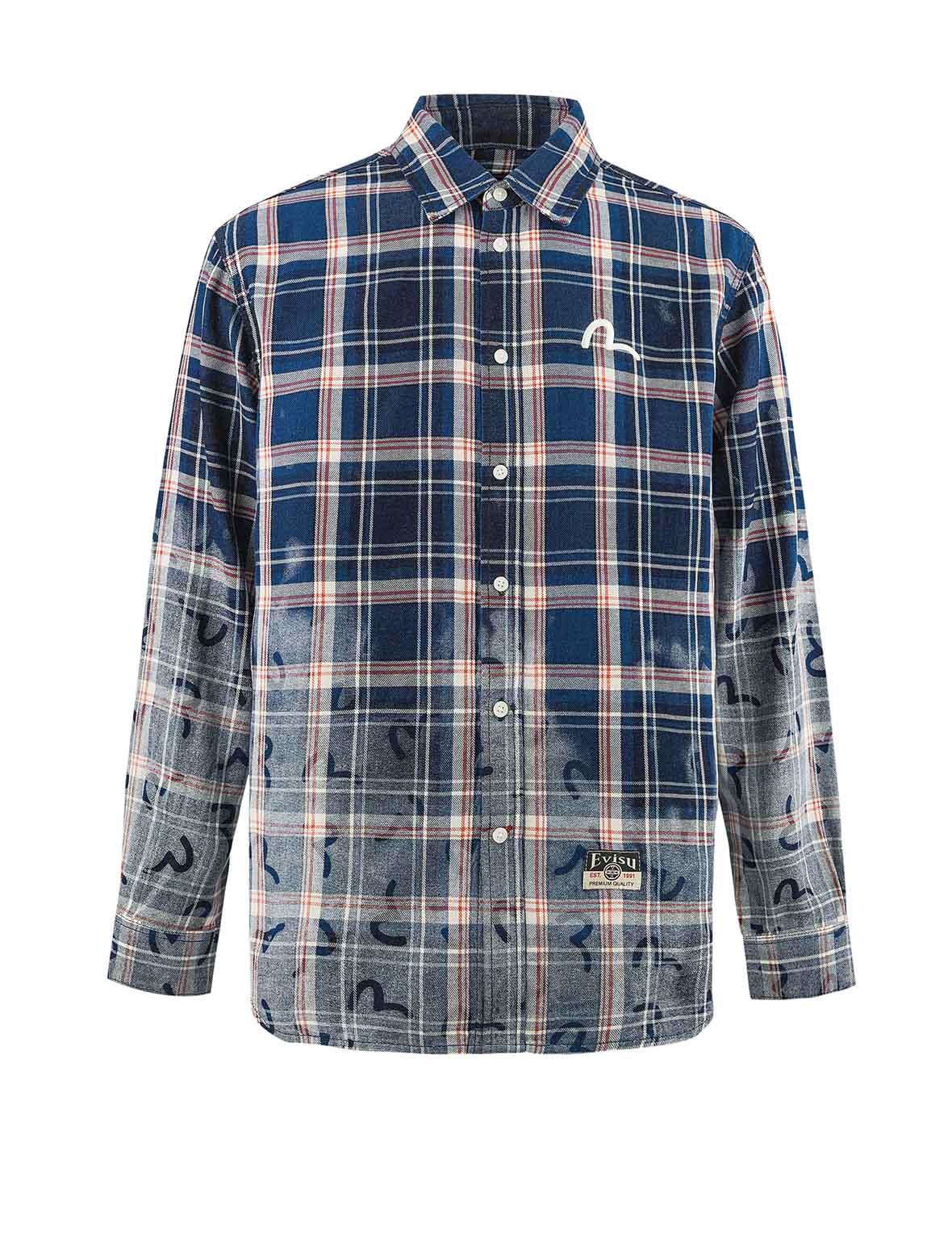 Allover Seagull Print Relax Fit Check Shirt - Image 10