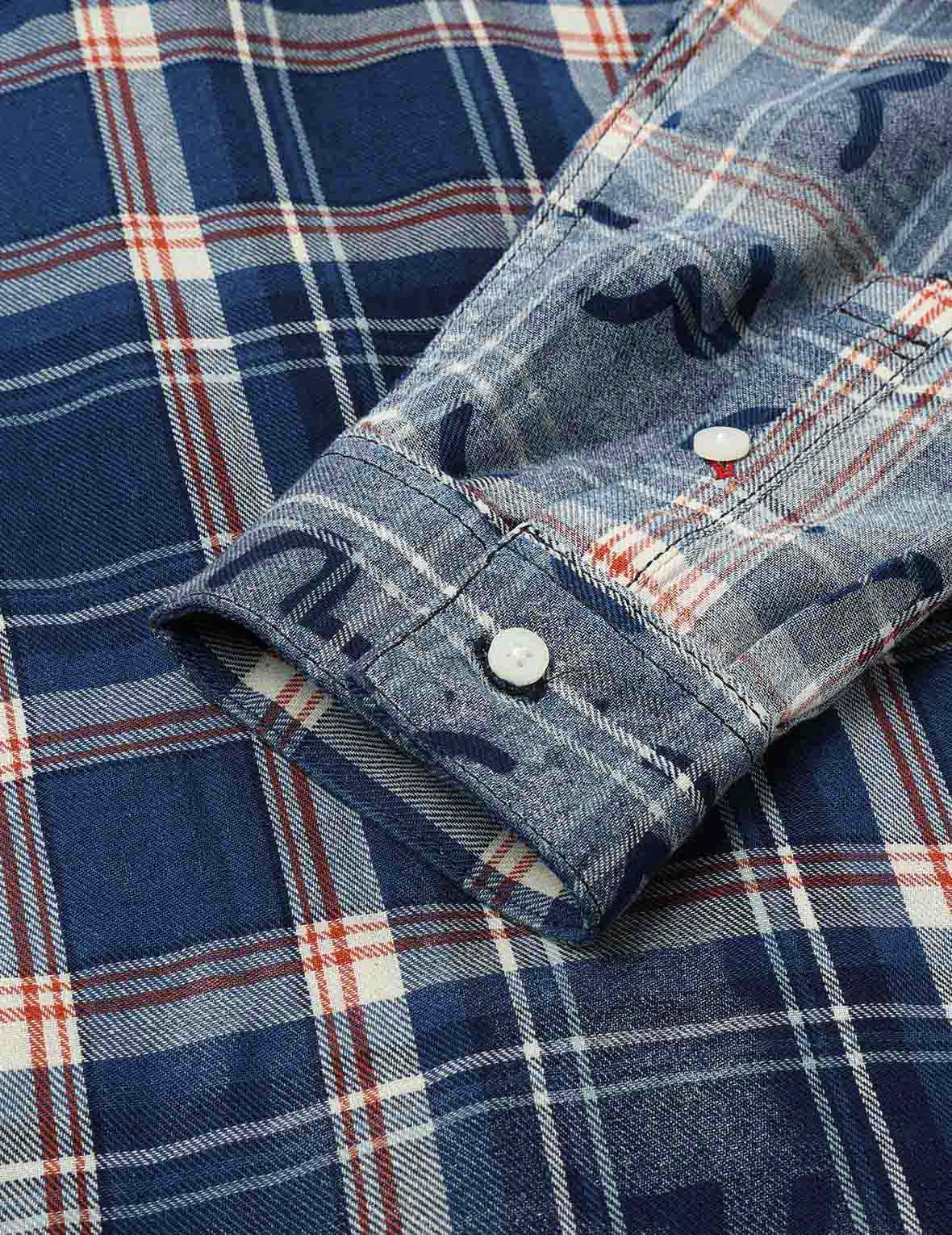 Allover Seagull Print Relax Fit Check Shirt - Image 9