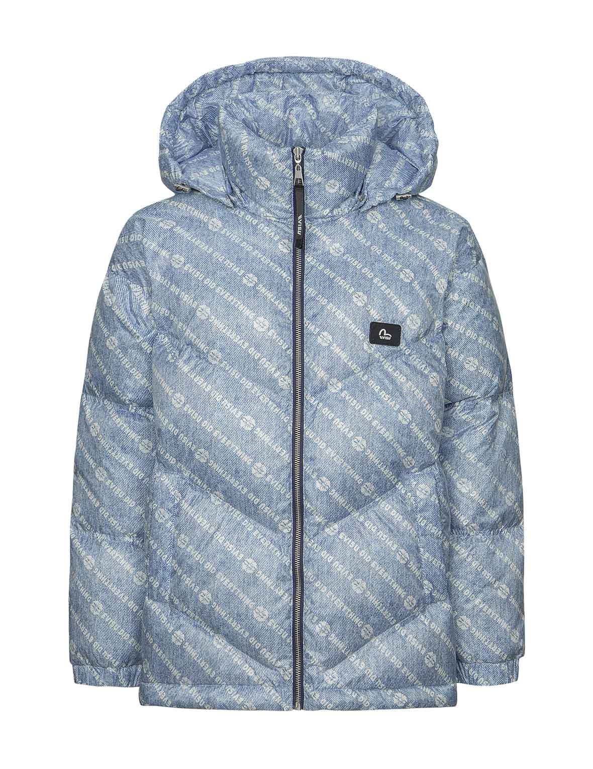 Allover Slogan and Kamon Print Fashion Fit Down Jacket with Detachable Hood - Image 10