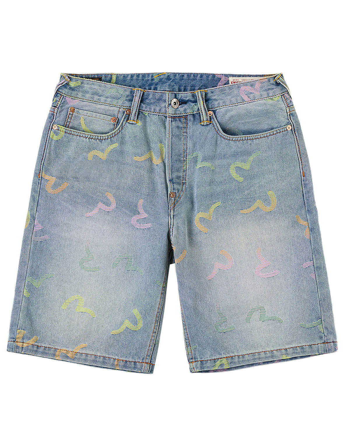 All-over Seagull Jacquard Denim Shorts - Image 2