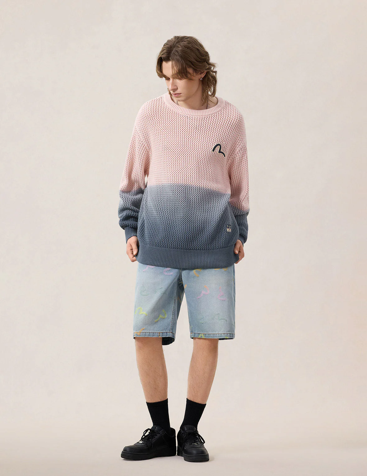 All-over Seagull Jacquard Denim Shorts - Image 5