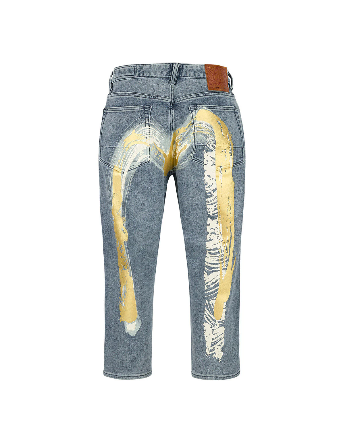 Artistic Brush Daicock Print Cropped Jeans #2027 - Image 12
