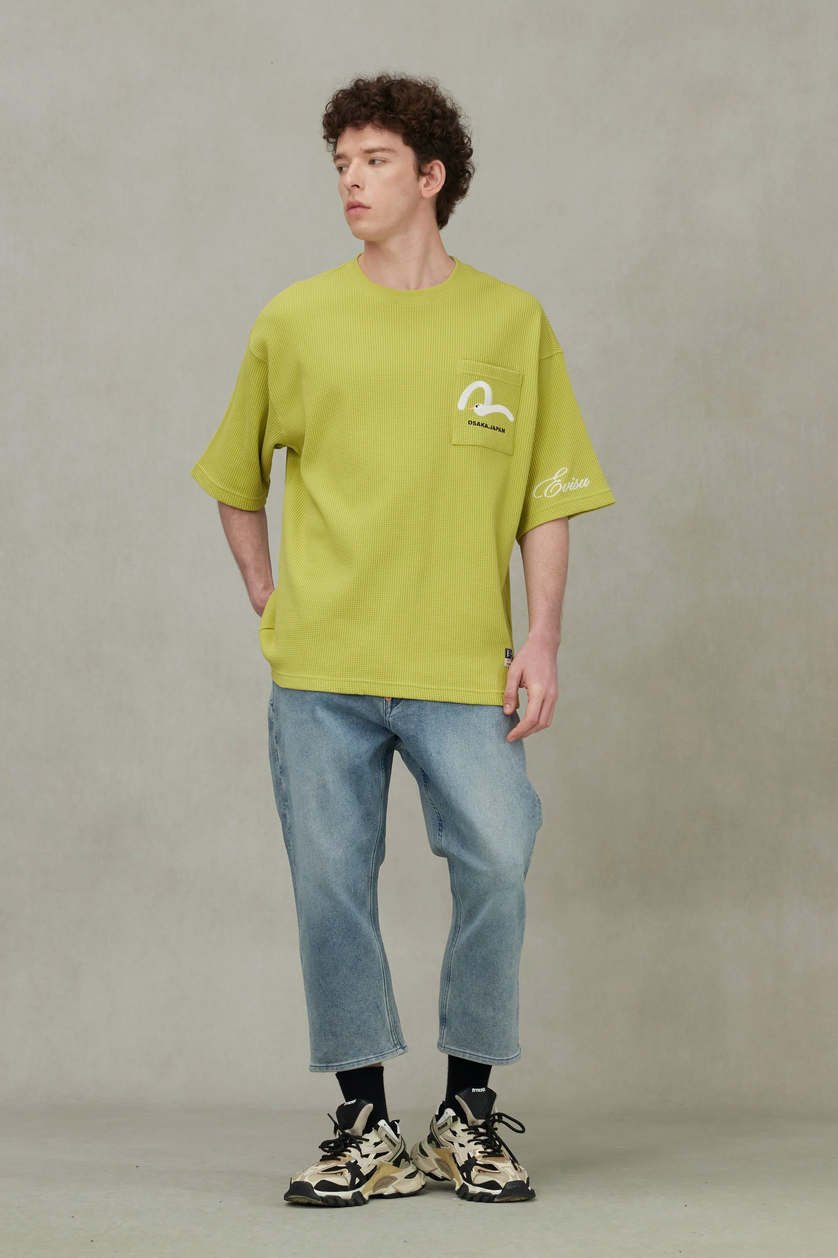 Artistic Brush Daicock Print Cropped Jeans #2027 - Image 3