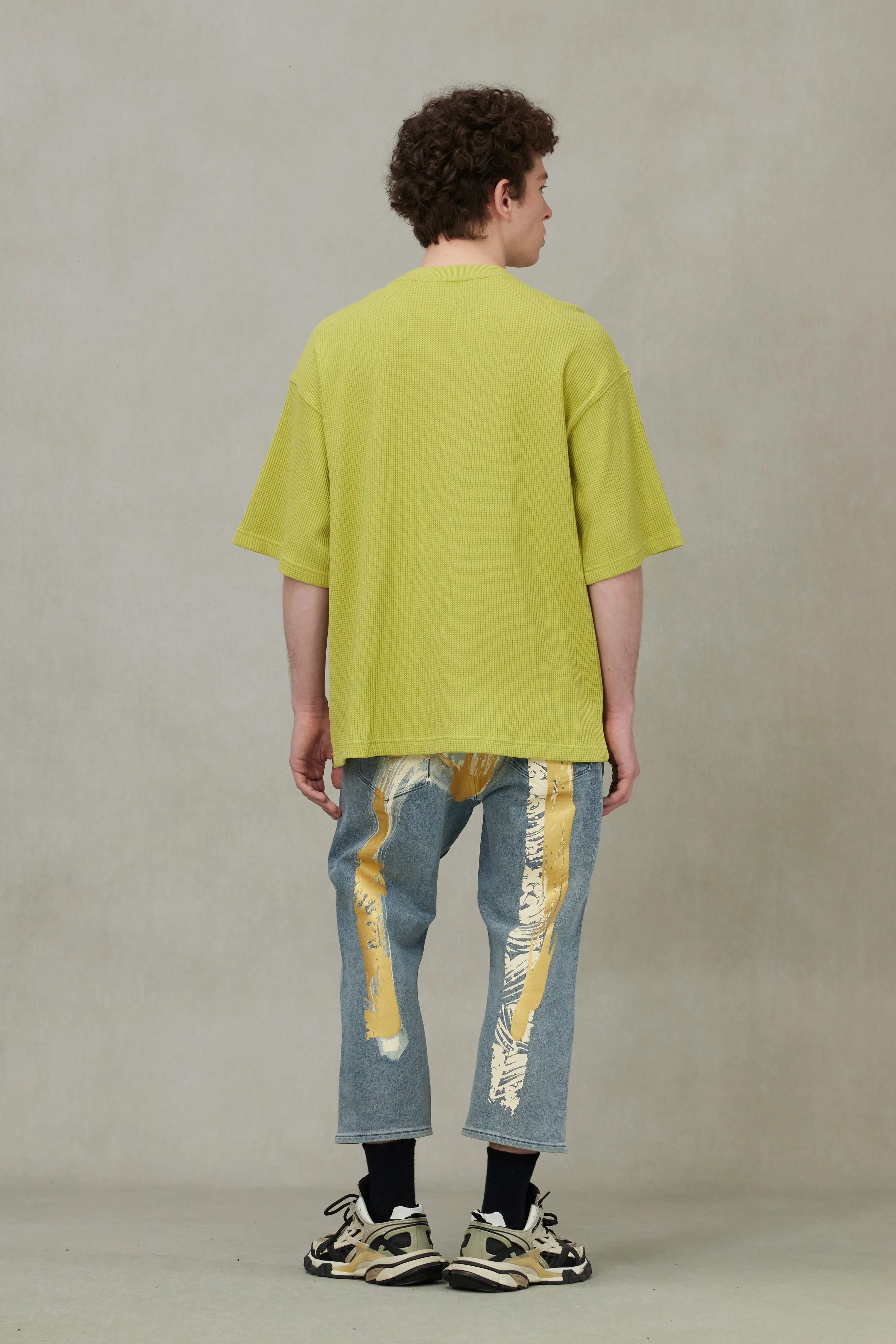 Artistic Brush Daicock Print Cropped Jeans #2027 - Image 4