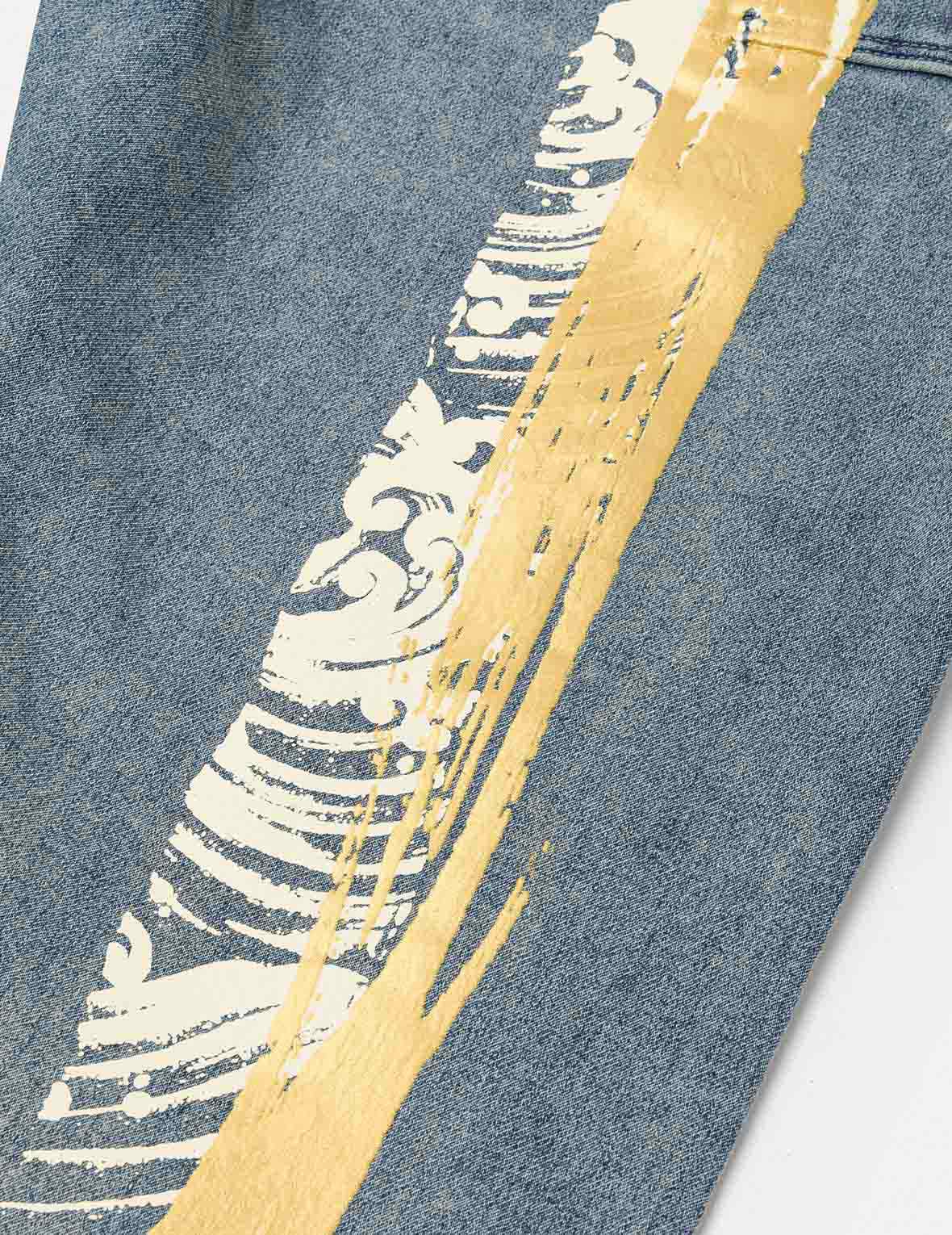 Artistic Brush Daicock Print Cropped Jeans #2027 - Image 6