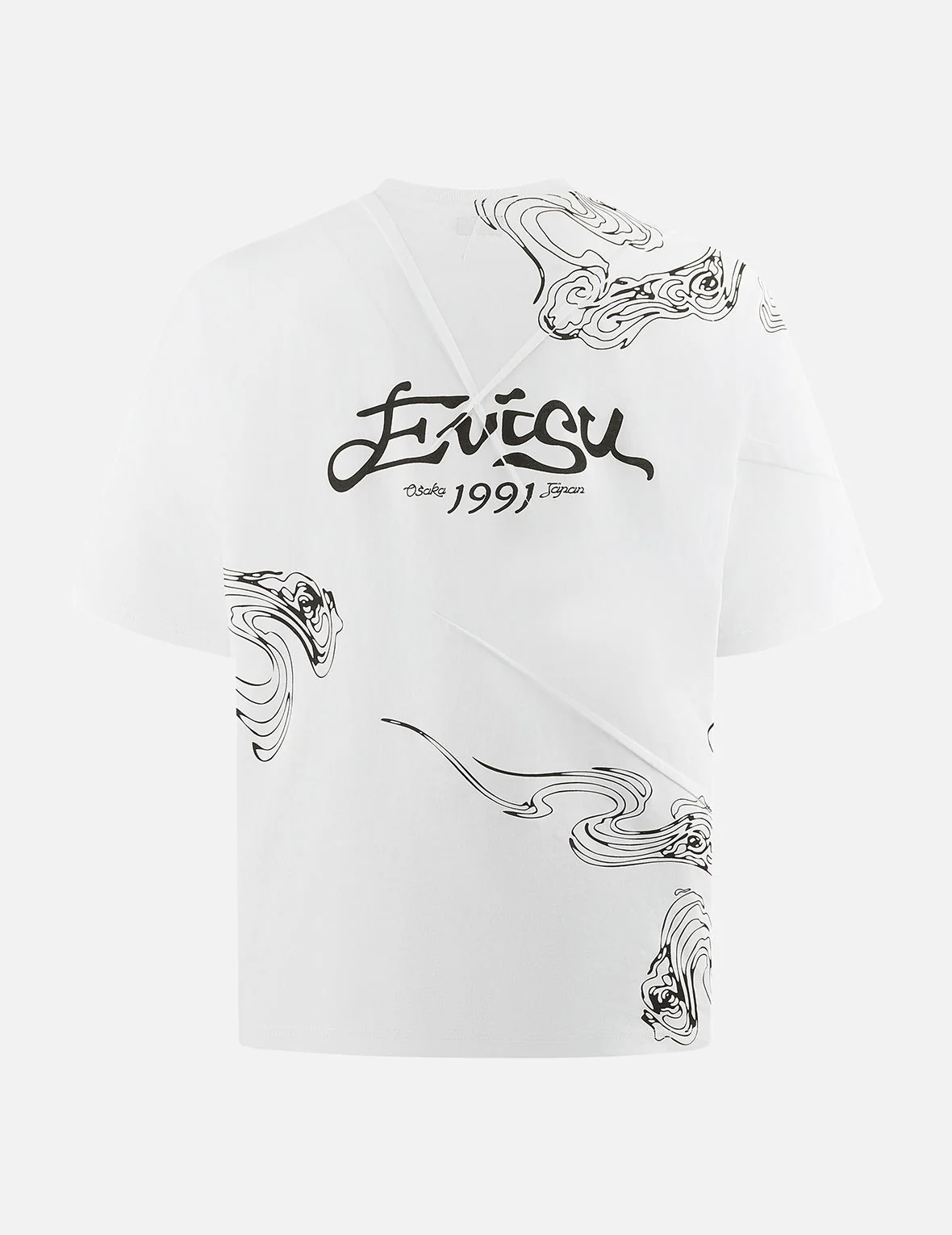 Auspicious Cloud and Logo Print Loose Fit T-Shirt