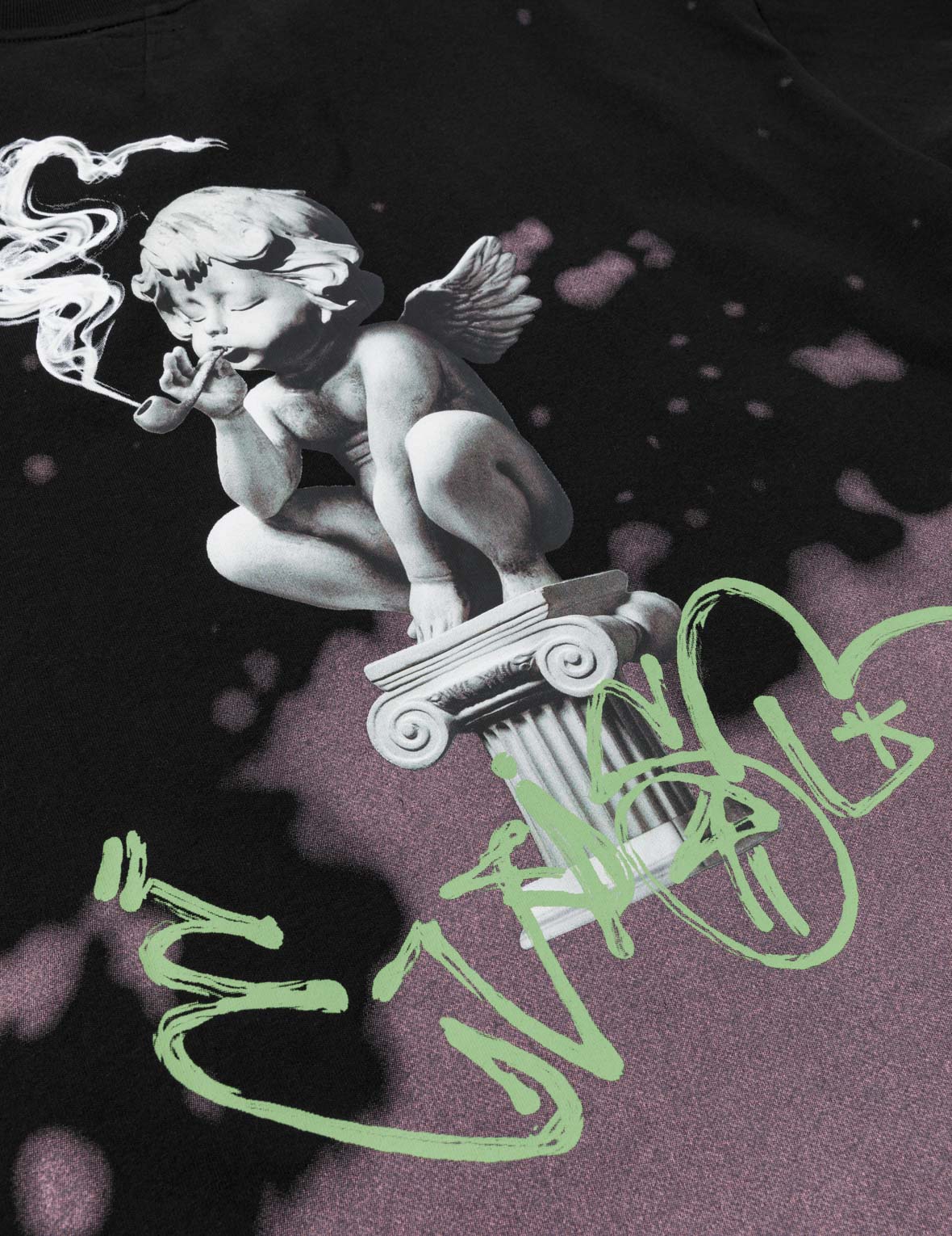 Baby Angel and Graffiti Print Dip-Dye T-shirt - Image 14