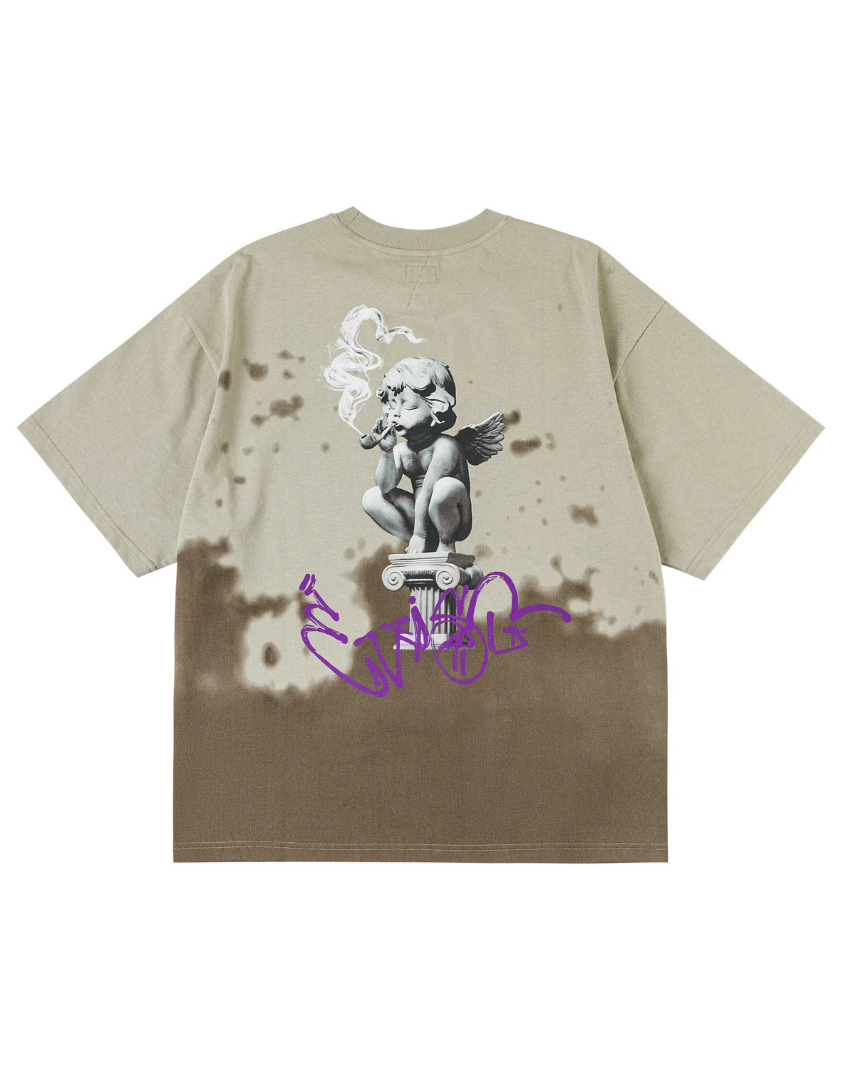 Baby Angel and Graffiti Print Dip-Dye T-shirt - Image 23