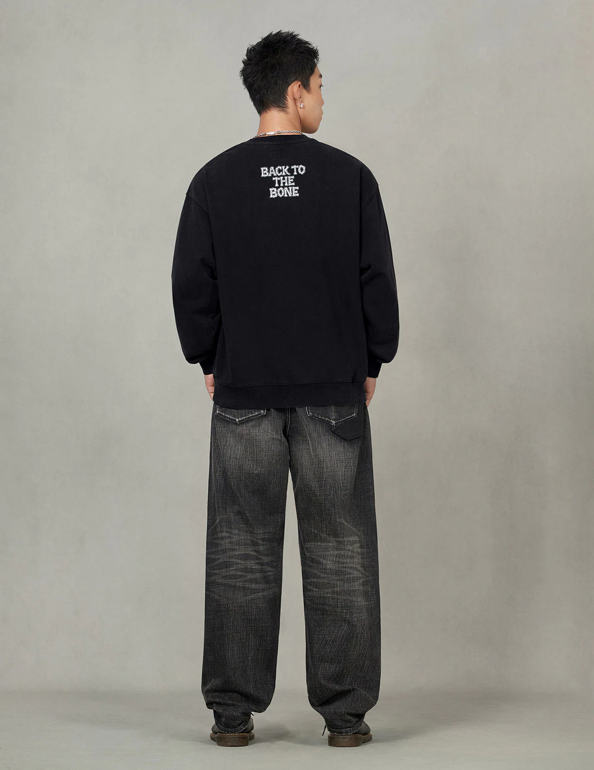 "Back to Bone" and Skull Print Fashion Fit Sweatshirt - Image 11
