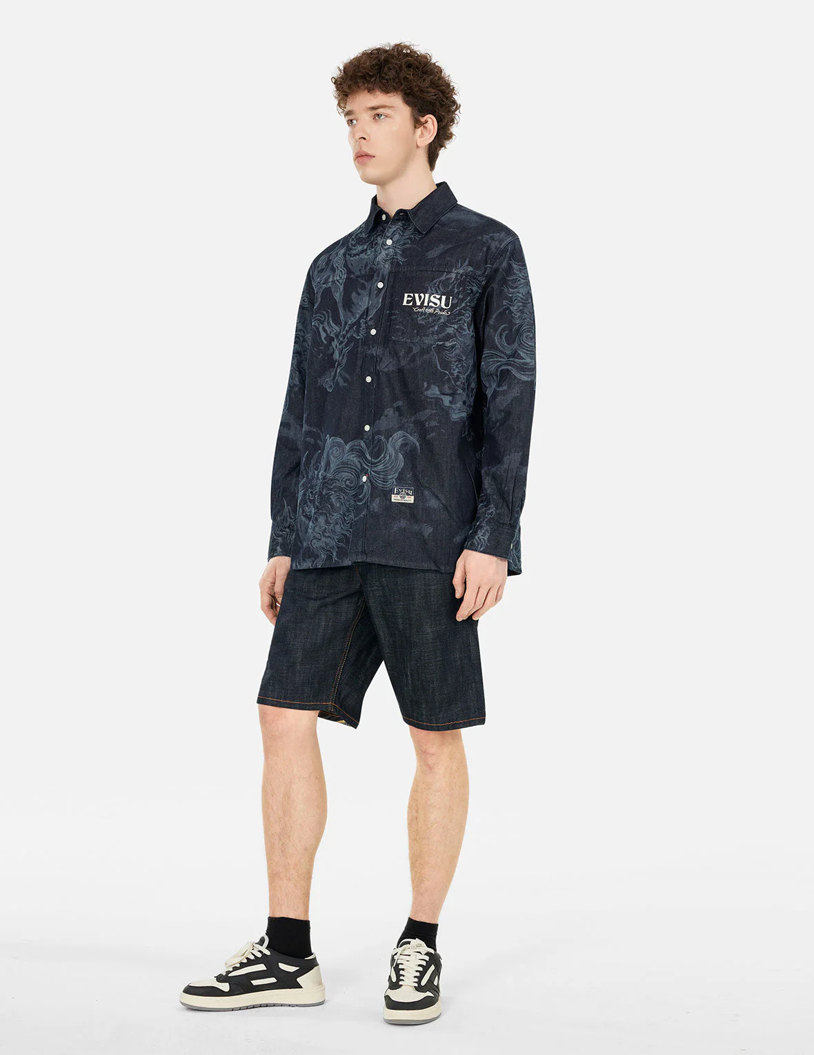 Brocade Daicock Appliqué and Logo Embrodiery Regular Fit Denim Shorts - Image 3